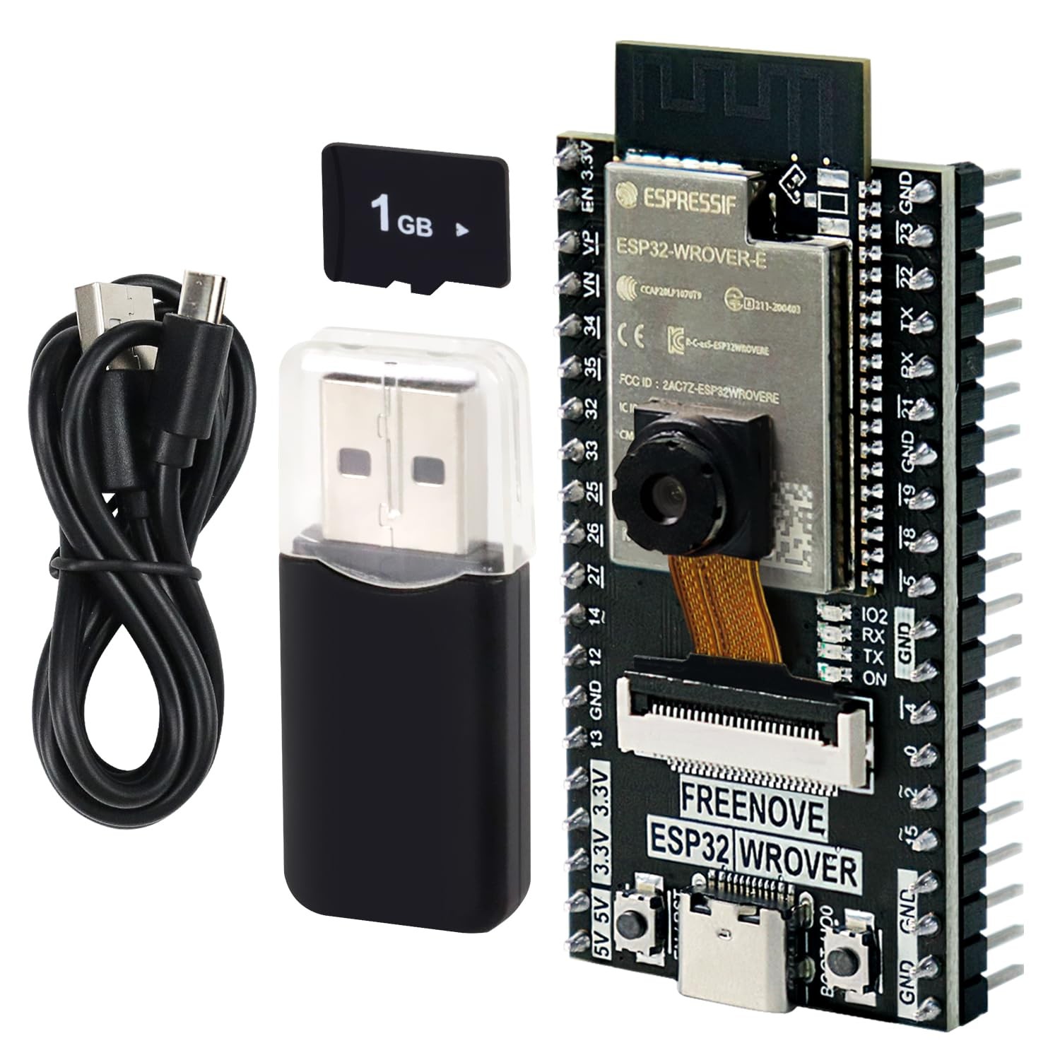 Freenove ESP32 CAM Dev Board Kit, Dual-core 32-bit 240 MHz Microcontroller, O...