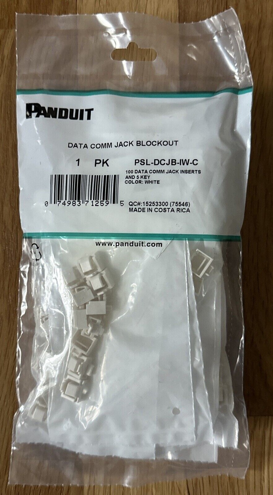 Panduit Data Comm Jack Blockout PSL-DCJB-IW-C 100 White Inserts and 5 Keys NEW