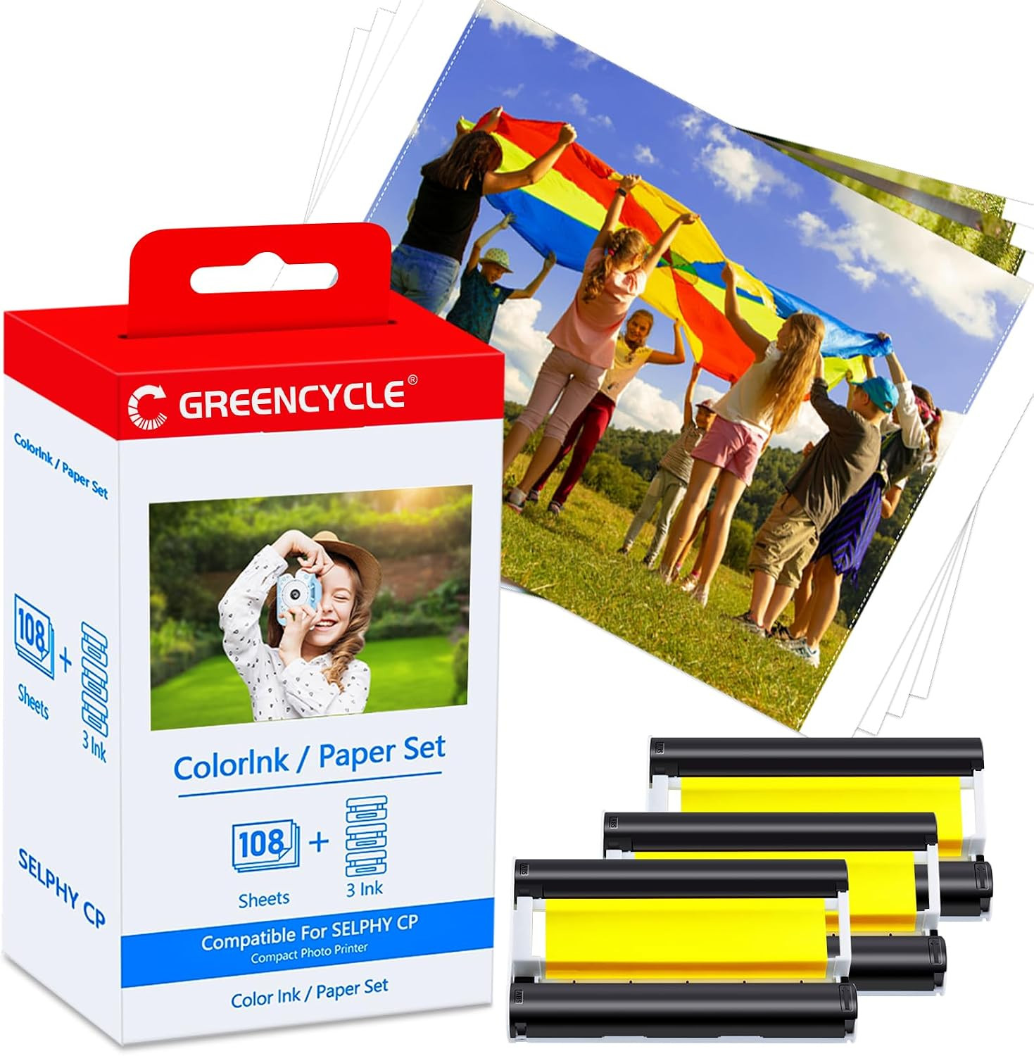 Photo Paper Ink KP-108IN Photo Print Paper & Ink for Canon CP910 108 Paper 3 Ink