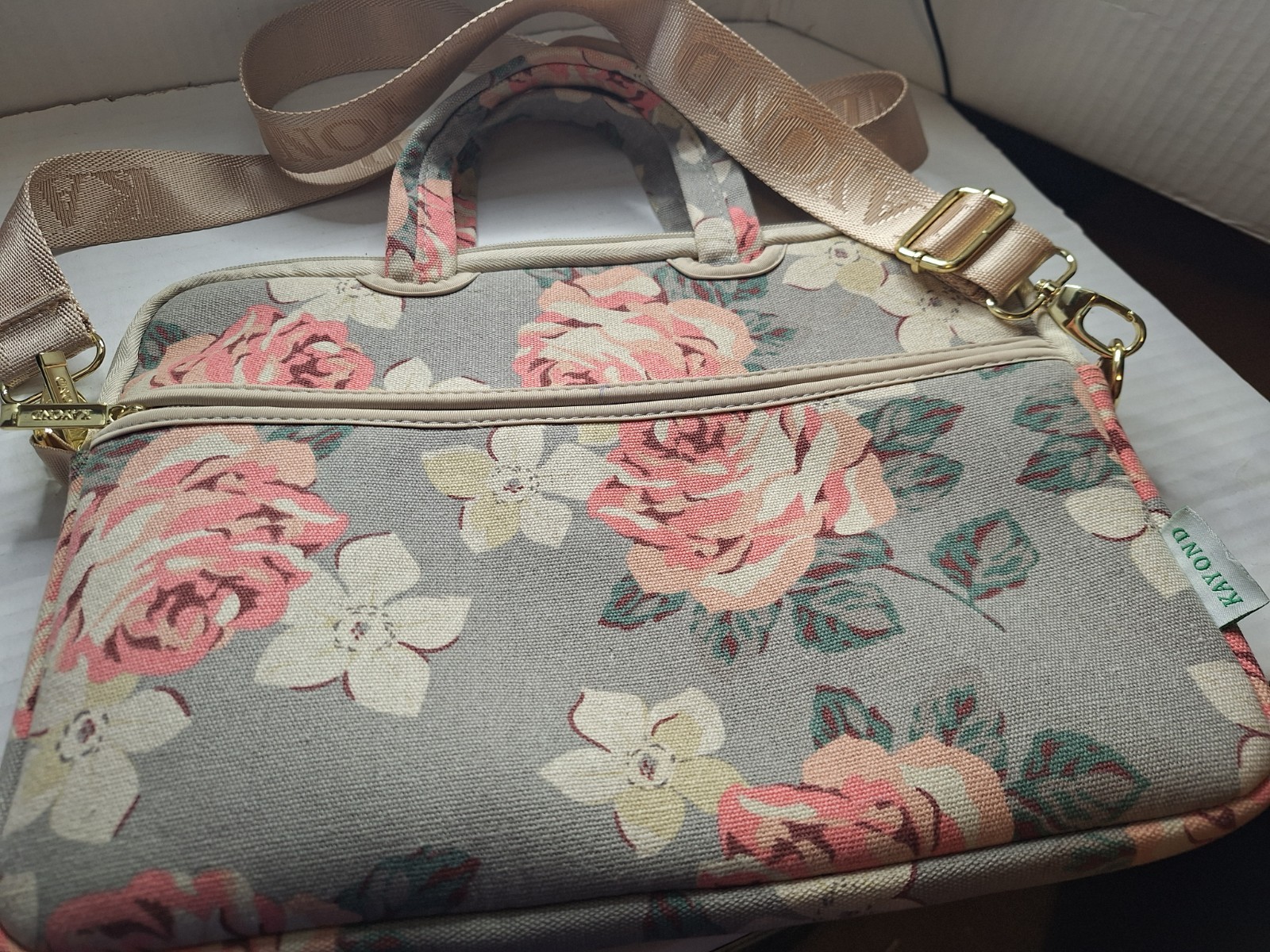 Kayond Floral Pattern 4 Zip Pockets 11 Computer Pocket Laptop Bag