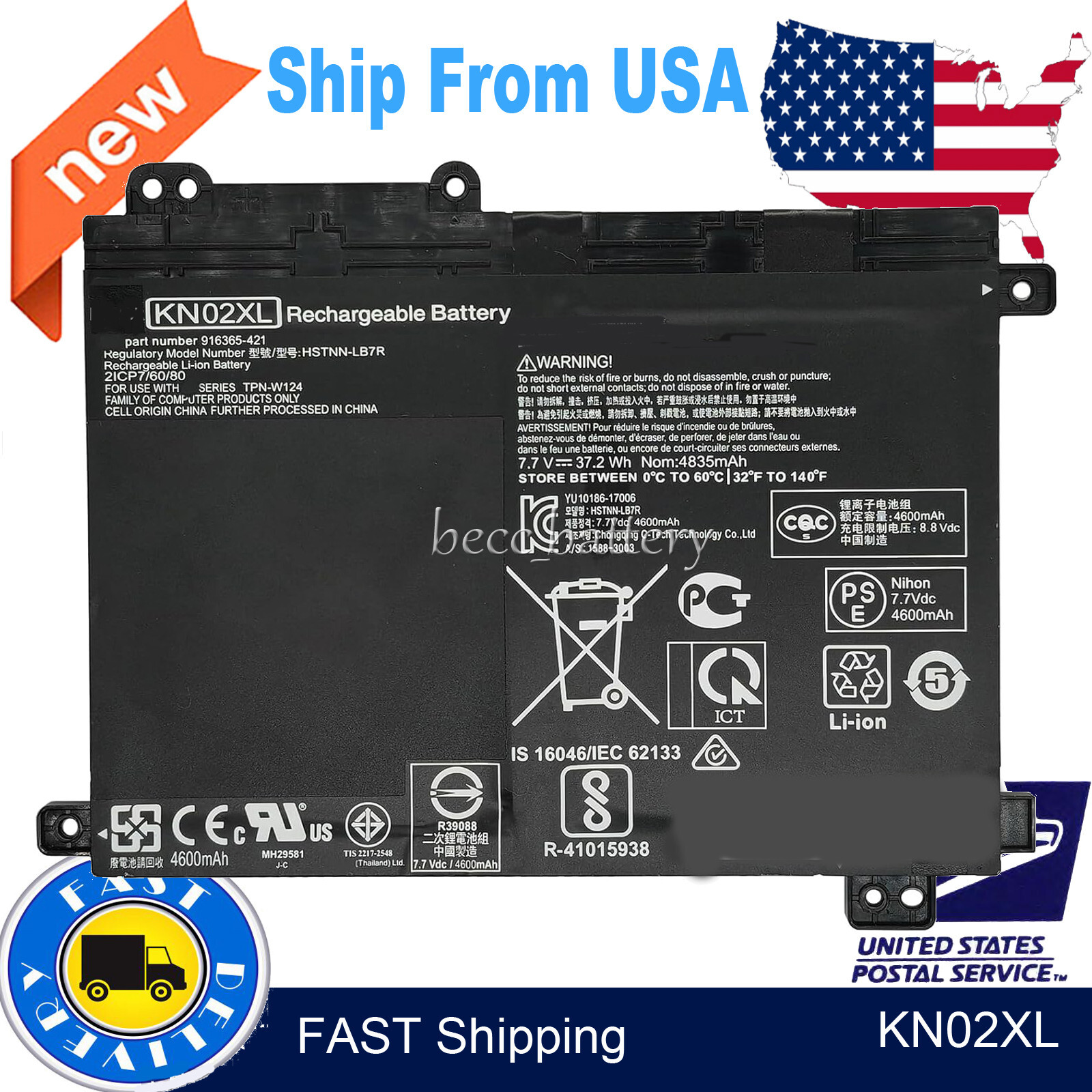 KN02XL Laptop Battery For HP Pavilion HSTNN-UB7F 916365-421 HSTNN-LB7R