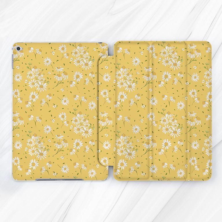 Floral Daisy Flowers Yellow Case For iPad 10.2 Mini 7 Pro 13 Air 13 10.9 A16 9.7