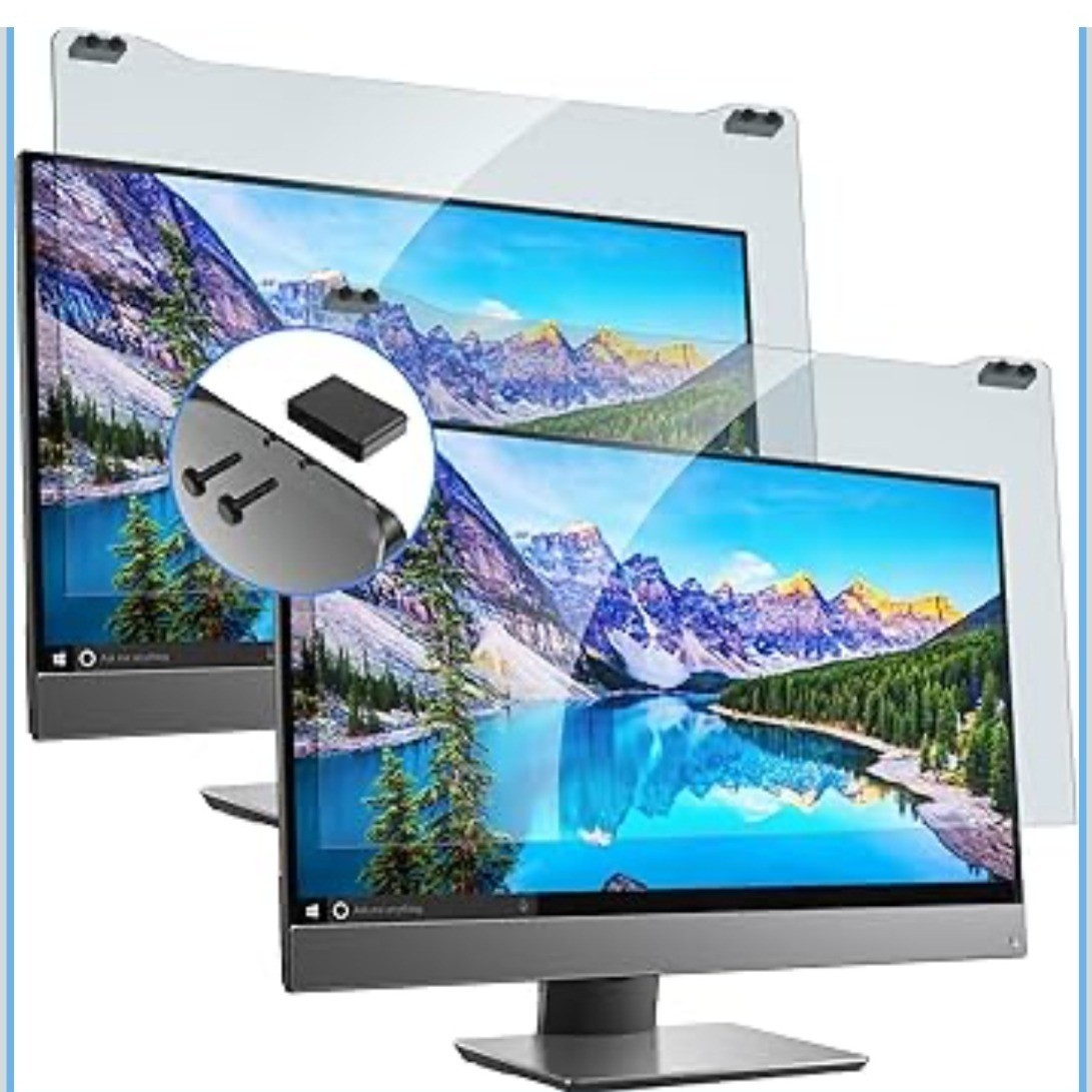 2 Pack 27 Inch Computer Screen Blue Light Blocker UV Hanging Filter Glossy