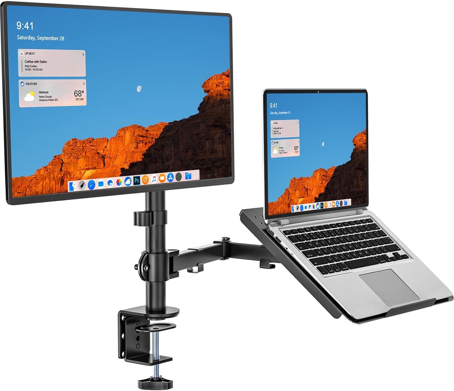 WALI Single LCD Monitor Desk Mount Fully Adjustable Stand with Extra Black 