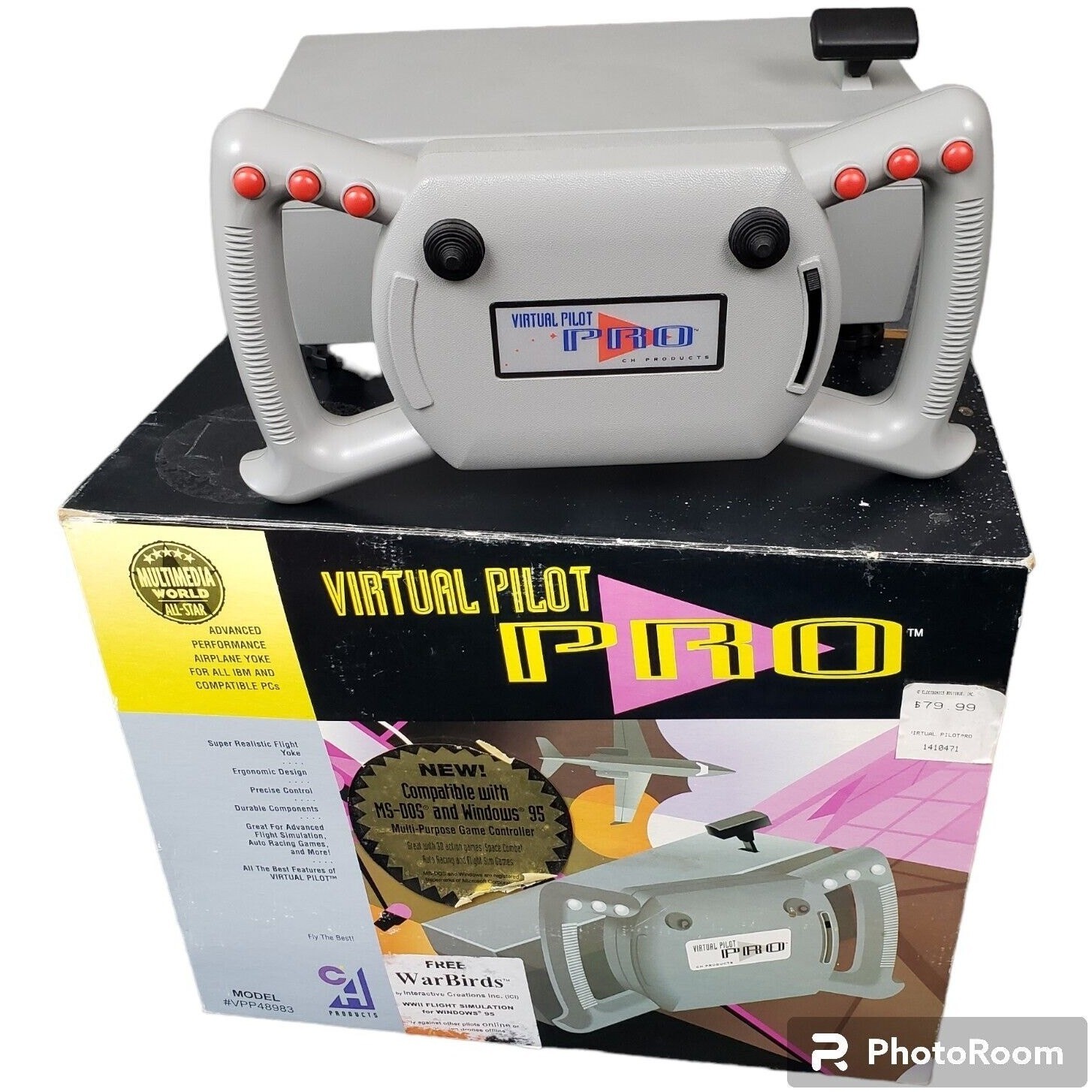 Vintage 1995 CH Virtual Pilot Pro Yoke CIB Flight Simulator Controller EUC