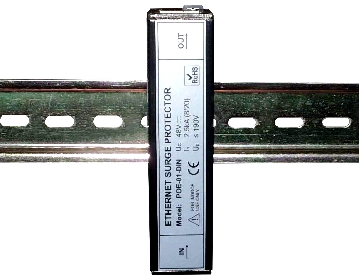 Gigabit Ethernet RJ45 lightning surge arrestor protector full 8 pin POE-01-DIN