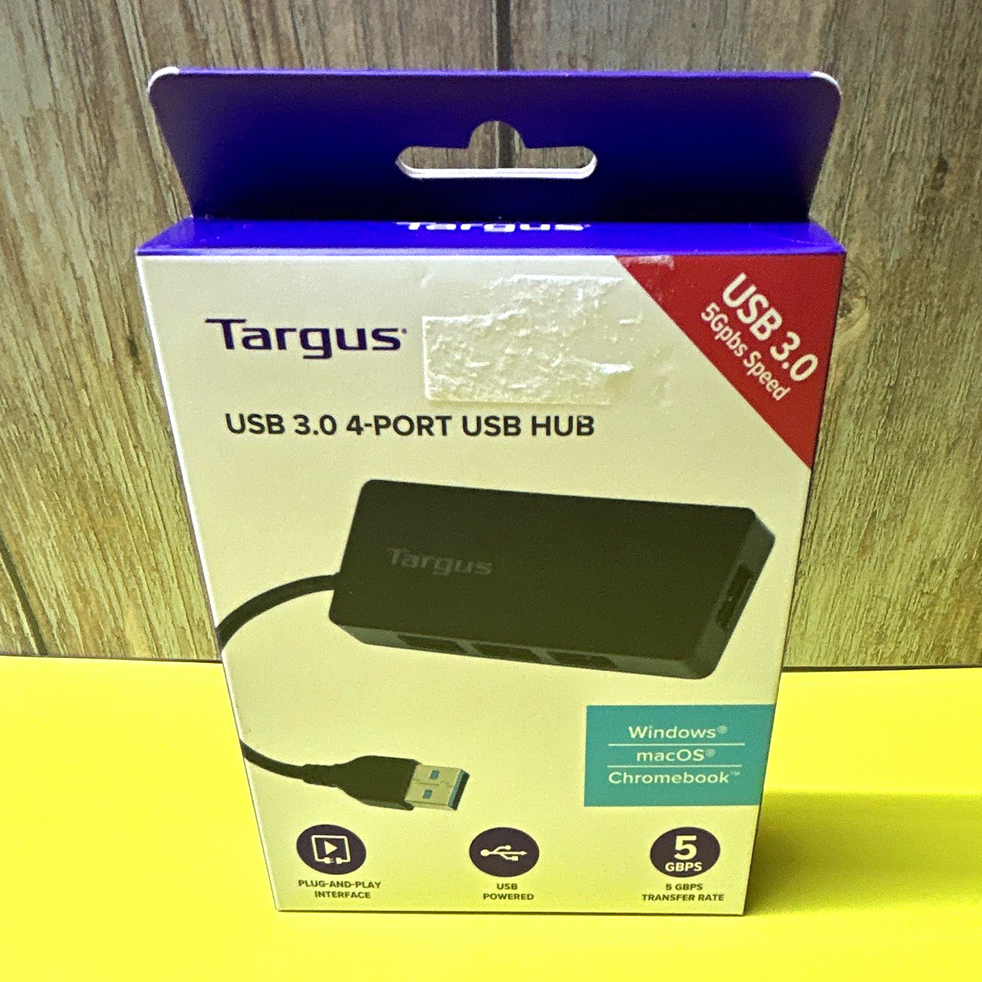 Targus USB 3.0 4-Port Hub 5Gbps USB Powered Plug & Play Black ACH154US