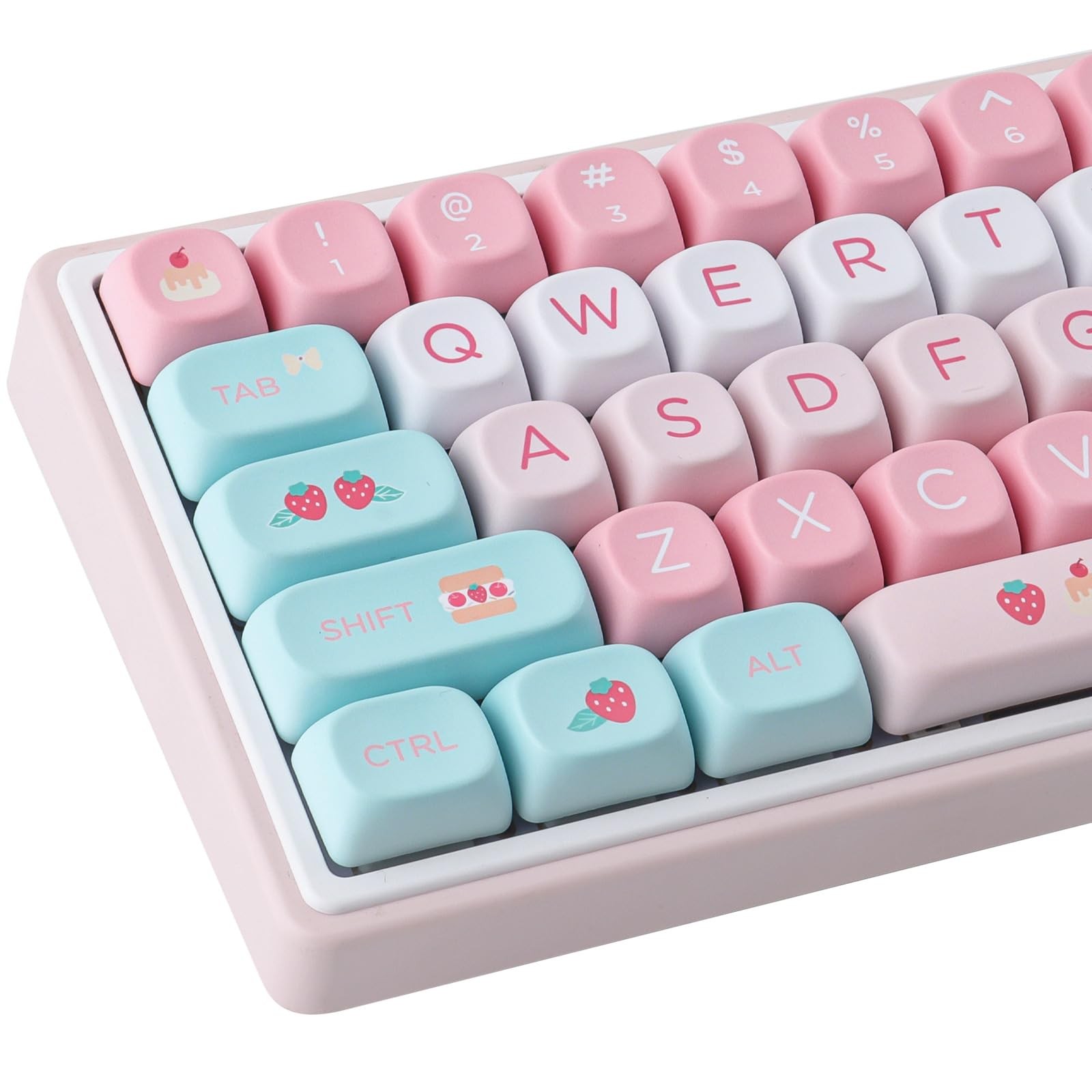PBT Keycaps MOA Profile Creamy Strawberry Cute Keyboard Caps 132 Keys