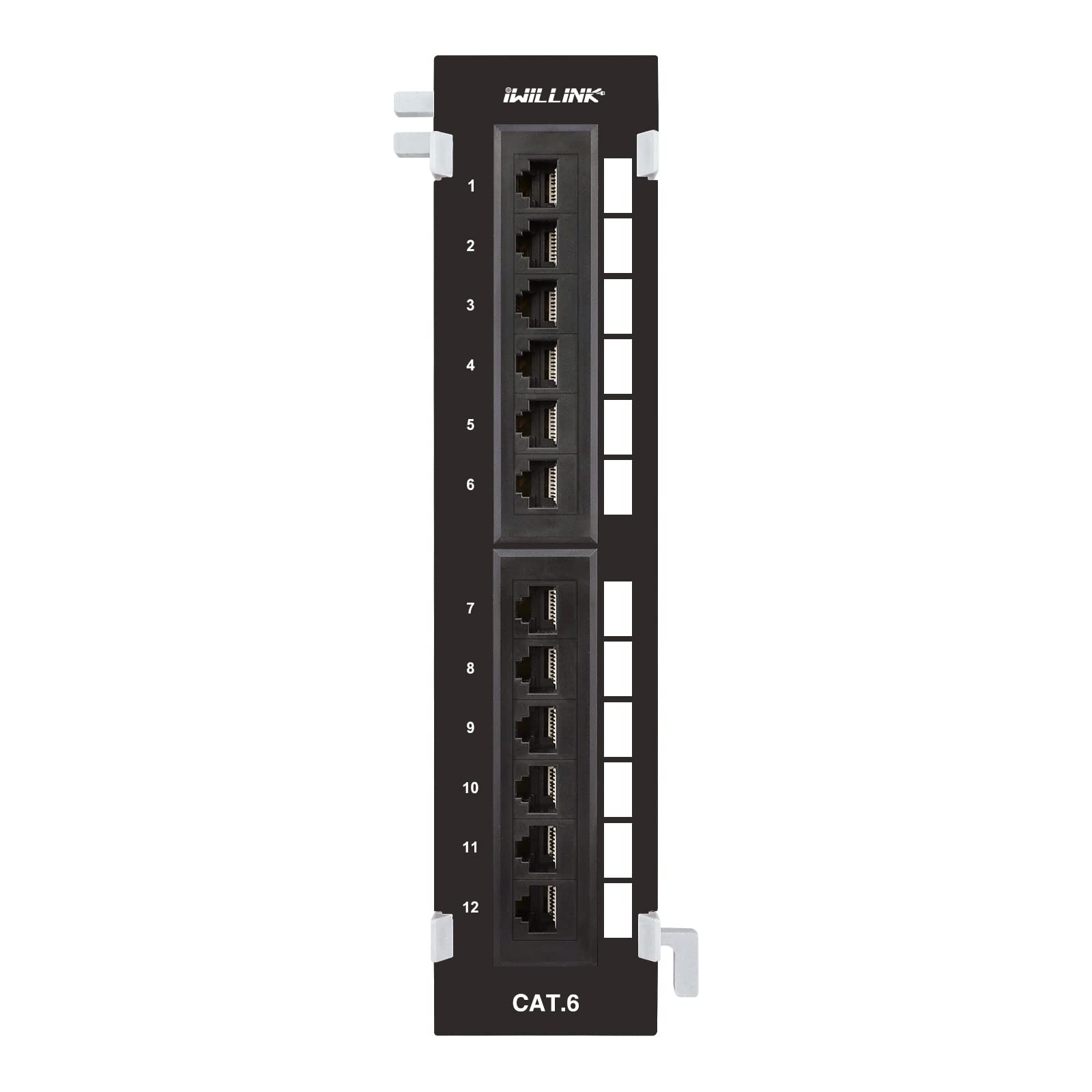 12Port Mini Vertical Cat6 Network Patch Panel Wall Mount 89D Bracket 10Gbps