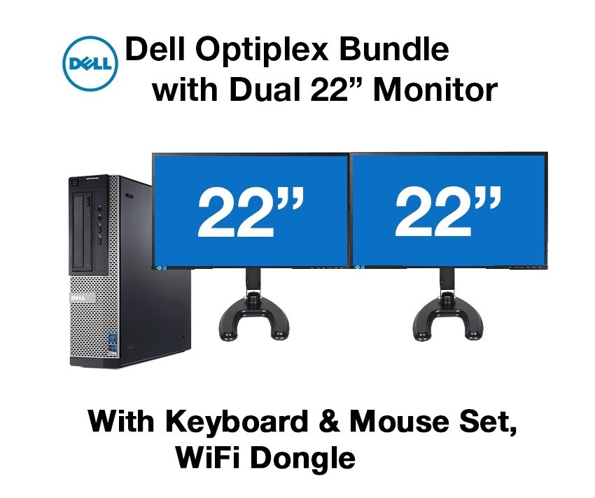 Dell Desktop PC Computer Core I7 4th Gen 16GB RAM DUAL 22" LCD Monitor SSD