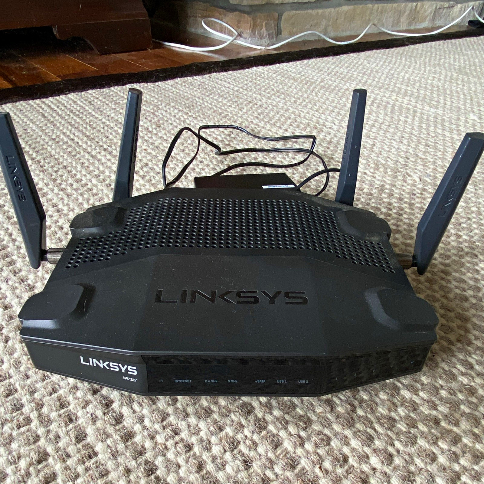 Linksys WRT32X Gaming WiFi Router AC3200, 4-Port Gigabit, Black, with Adapter