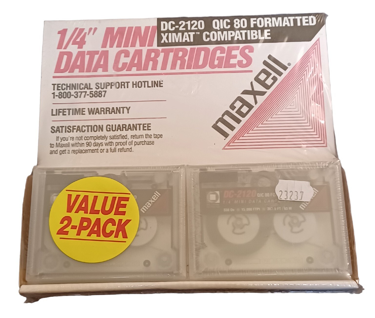 NOS Maxell DC-2120 1/4” 2-Pack Mini Data Cartridge Tapes QIC 80 Formatted
