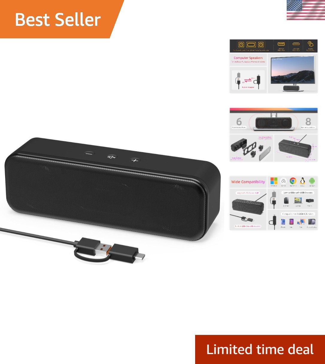 High-Quality Tabletop Speakers with Touch Control & Stylish Minimalist Aesthetic