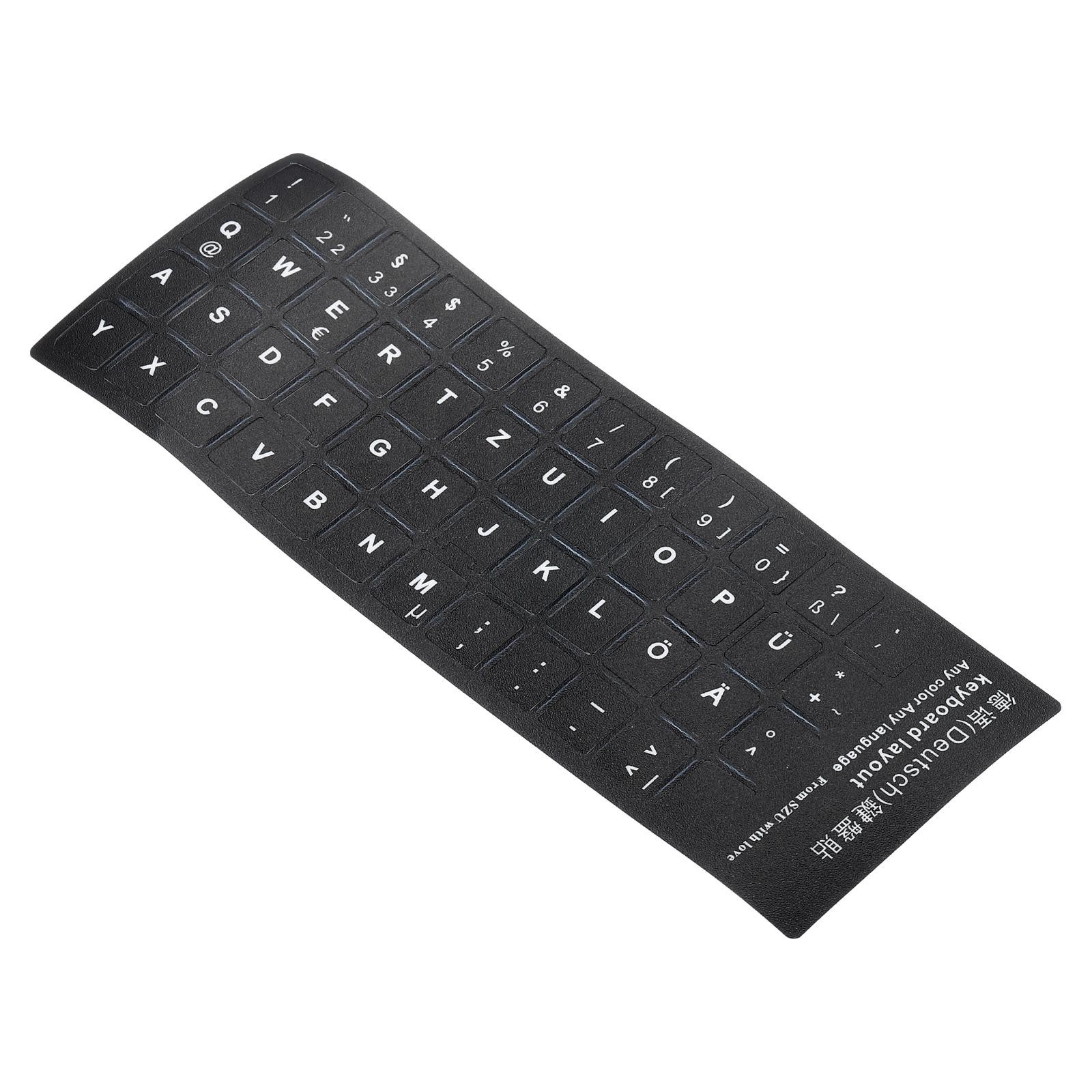 German Keyboard Stickers, 4Pcs Computer Cover, Black Background White Lettering