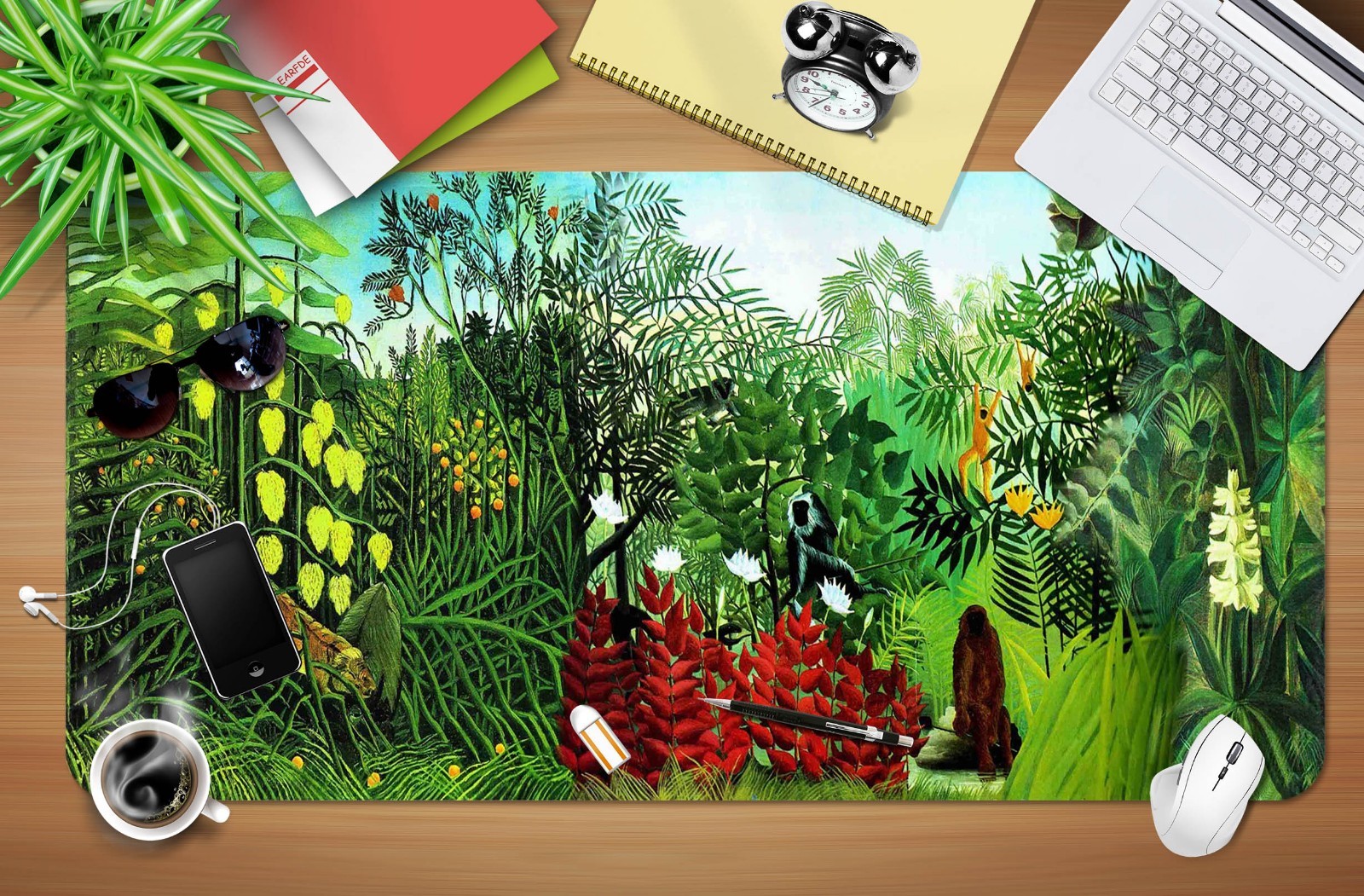 3D Hand Drawn Tropical Green Forest 7 Non-slip Office Desk Mouse Mat Game