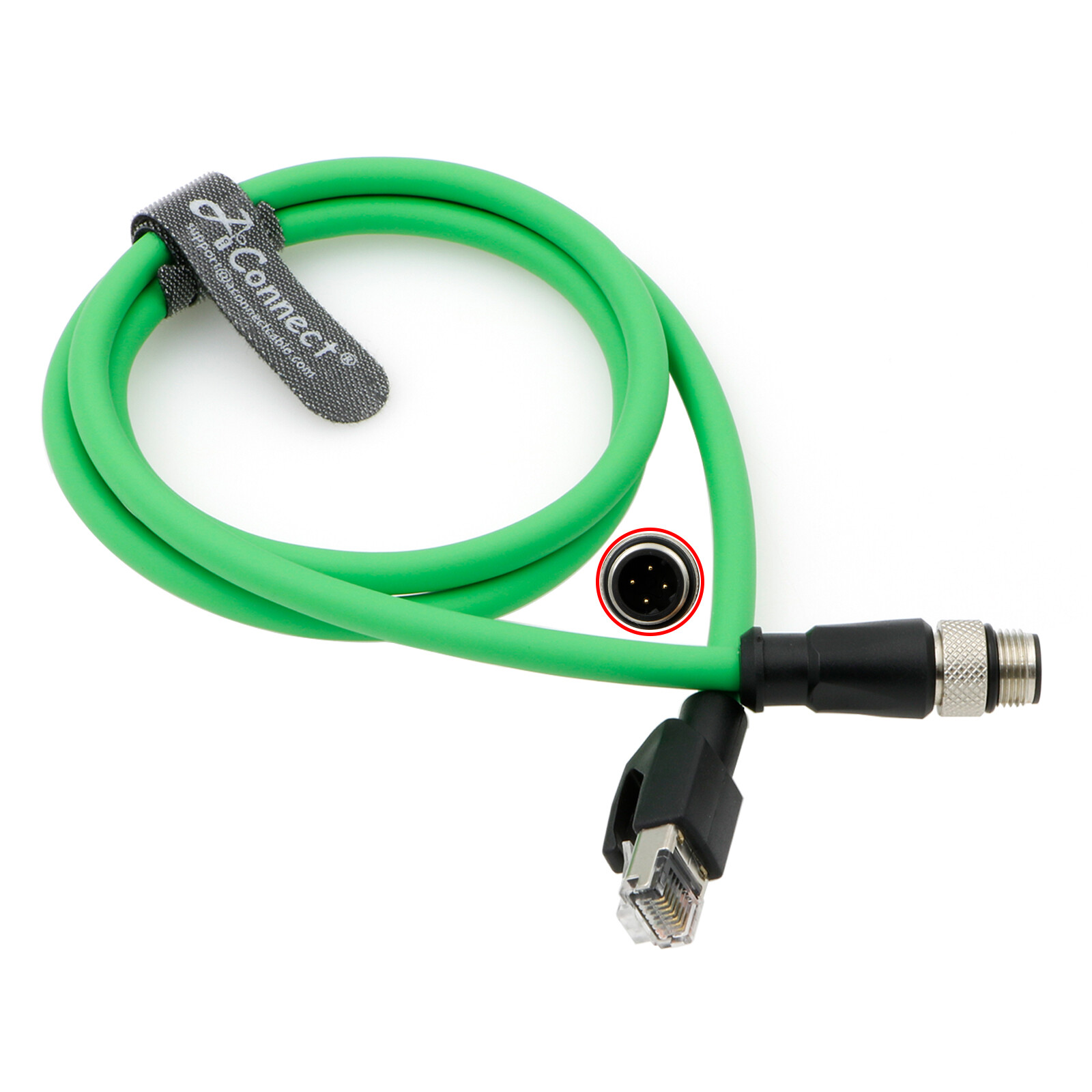 M12 4 Pin Male D-Code to RJ45 Cat5e Cable High Flexible for Industrial Camera