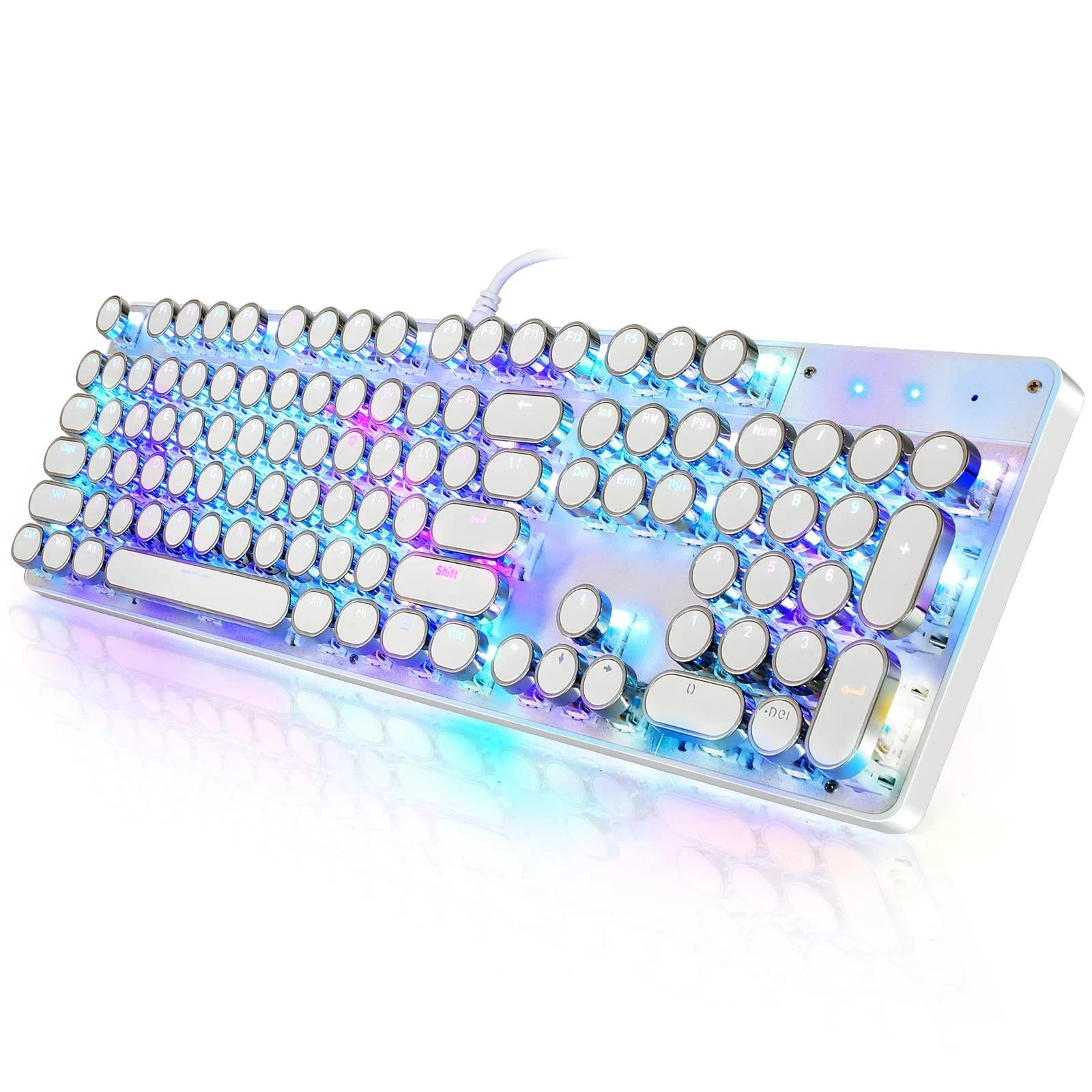 YSCP Typewriter Style Mechanical Gaming Keyboard RGB Backlit Wired with Blue Swi