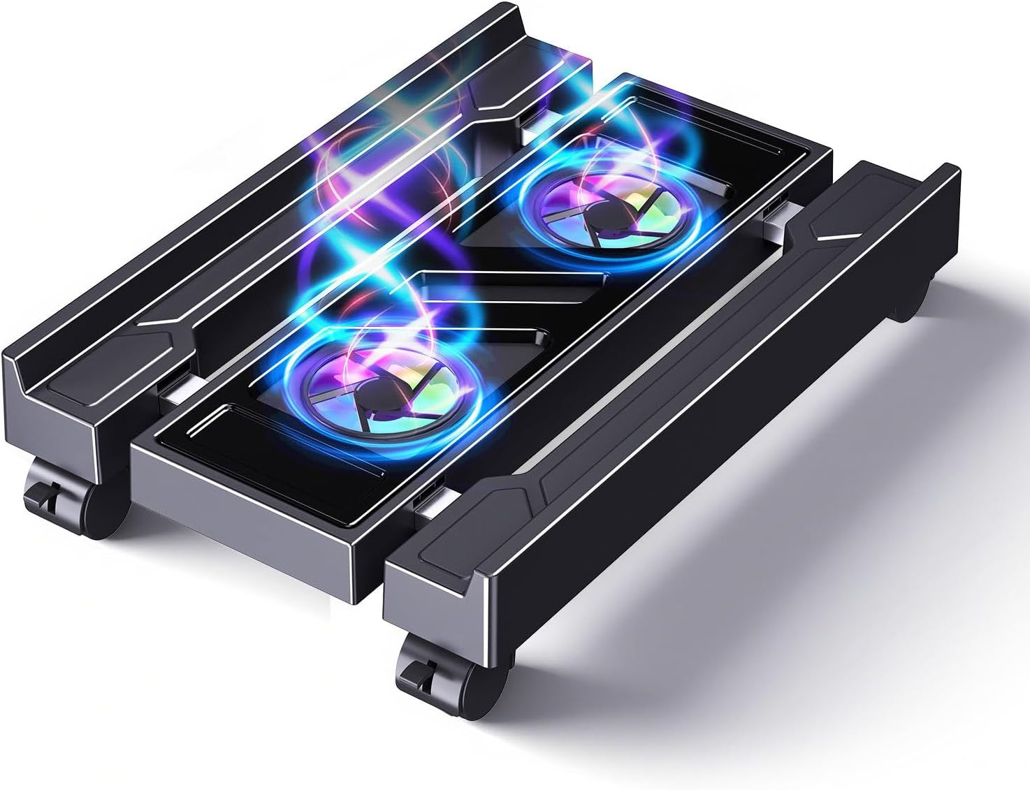 Computer Tower Stand with Dual Cooling Fans, Fits Most PC