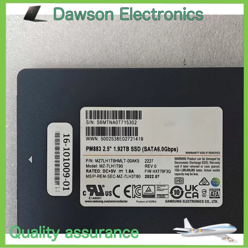 Used 1.92TB Samsung PM883 2.5" SATA SSD 6Gbps MZ-7LH1T90 MZ7LH1T9HMLT-00AK5