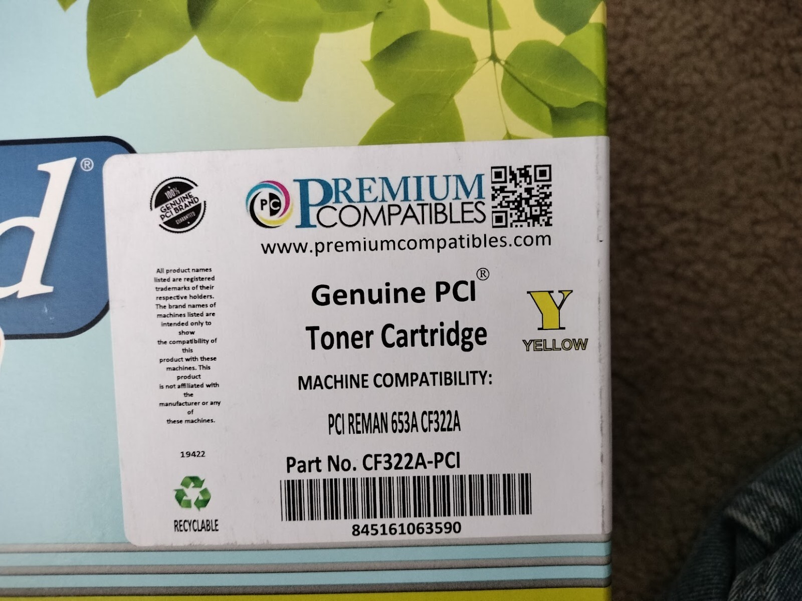 Genuine PCI Yellow Toner Cartridge