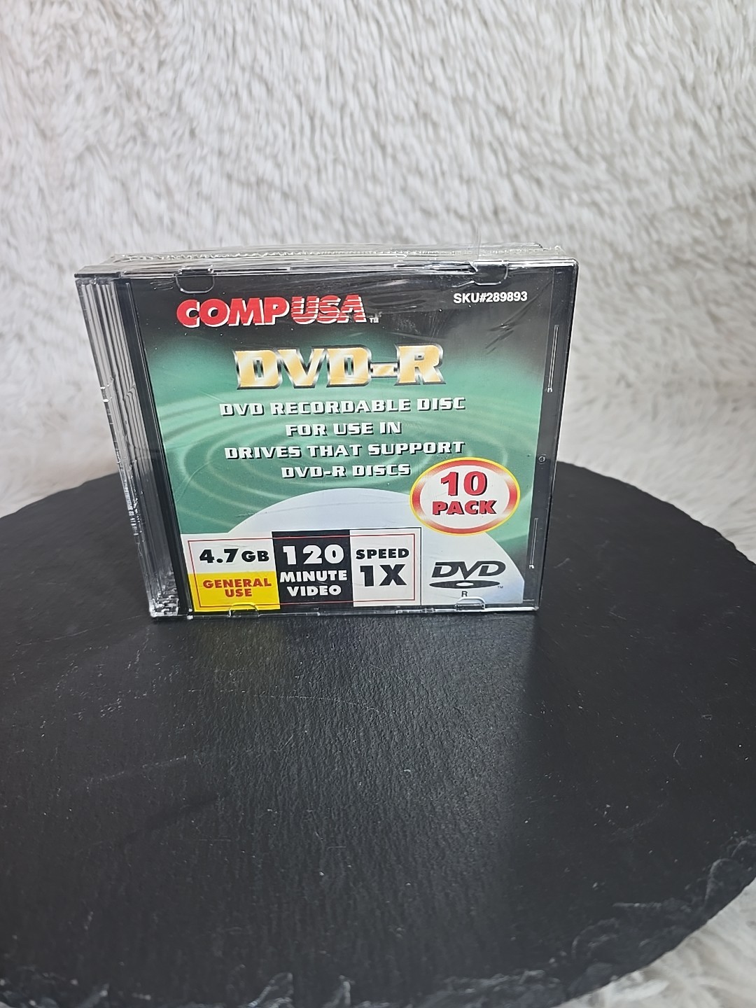 Comp USA 10 pack DVD-R recordable DVDs 4.7 GB With Jewel Cases 120 Min, Sealed