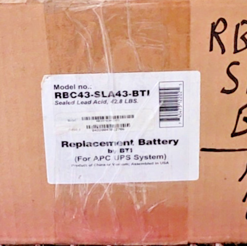 BTI, APC, RBC43-SLA43-BTI, SEALED LEAD-ACID REPLACEMENT BATTERY FOR APC SYS, NEW