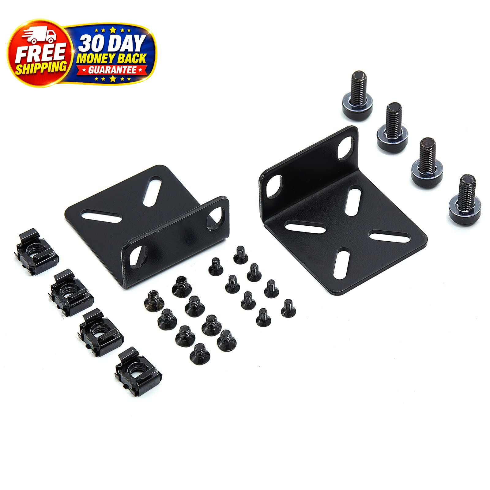 Rack Mount Kit Universal 1U Rack Ears with Adjustable Holes Distance, Compatible