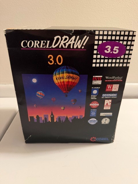 CorelDRAW 3.0 Boxed Complete PC Software Windows Floppy Disk Vintage