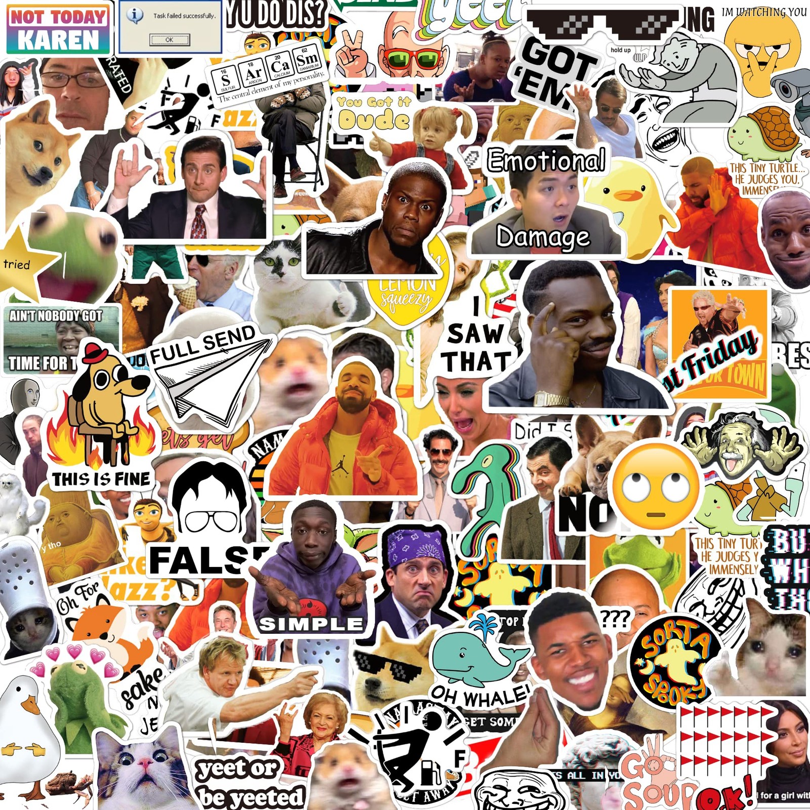 306pcs Funny Meme Vinyl Stickers Pack, Large Bulk Sticker for 306 Pcs, Multi 