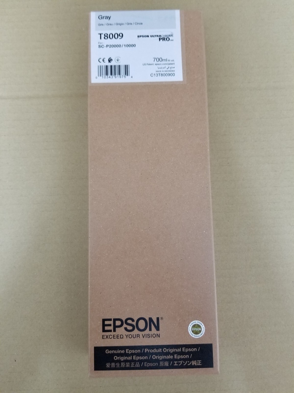 GENUINE Epson UltraChrome PRO Gray Ink 700ml For P10000/20000 (T8009)