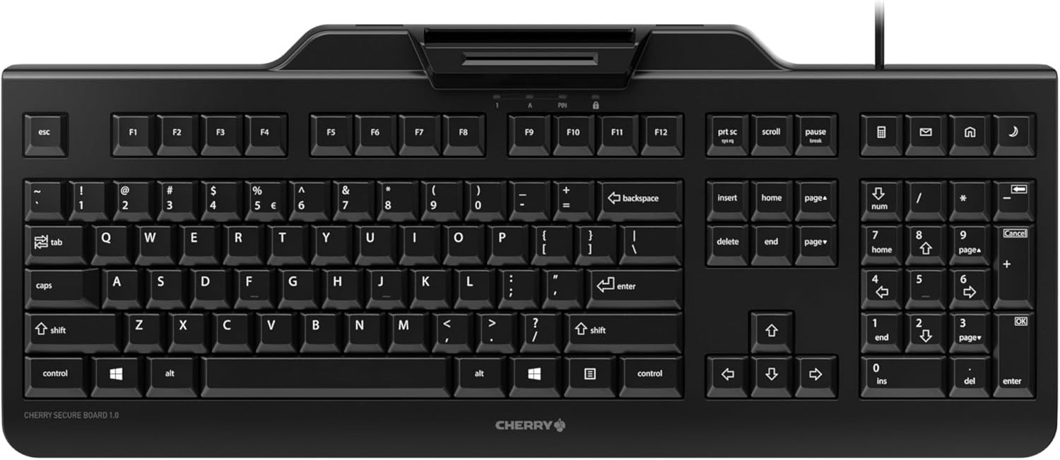 Open Box Cherry Secure Board 1.0 Corded Smartcard Keyboard FIPS-201 USB