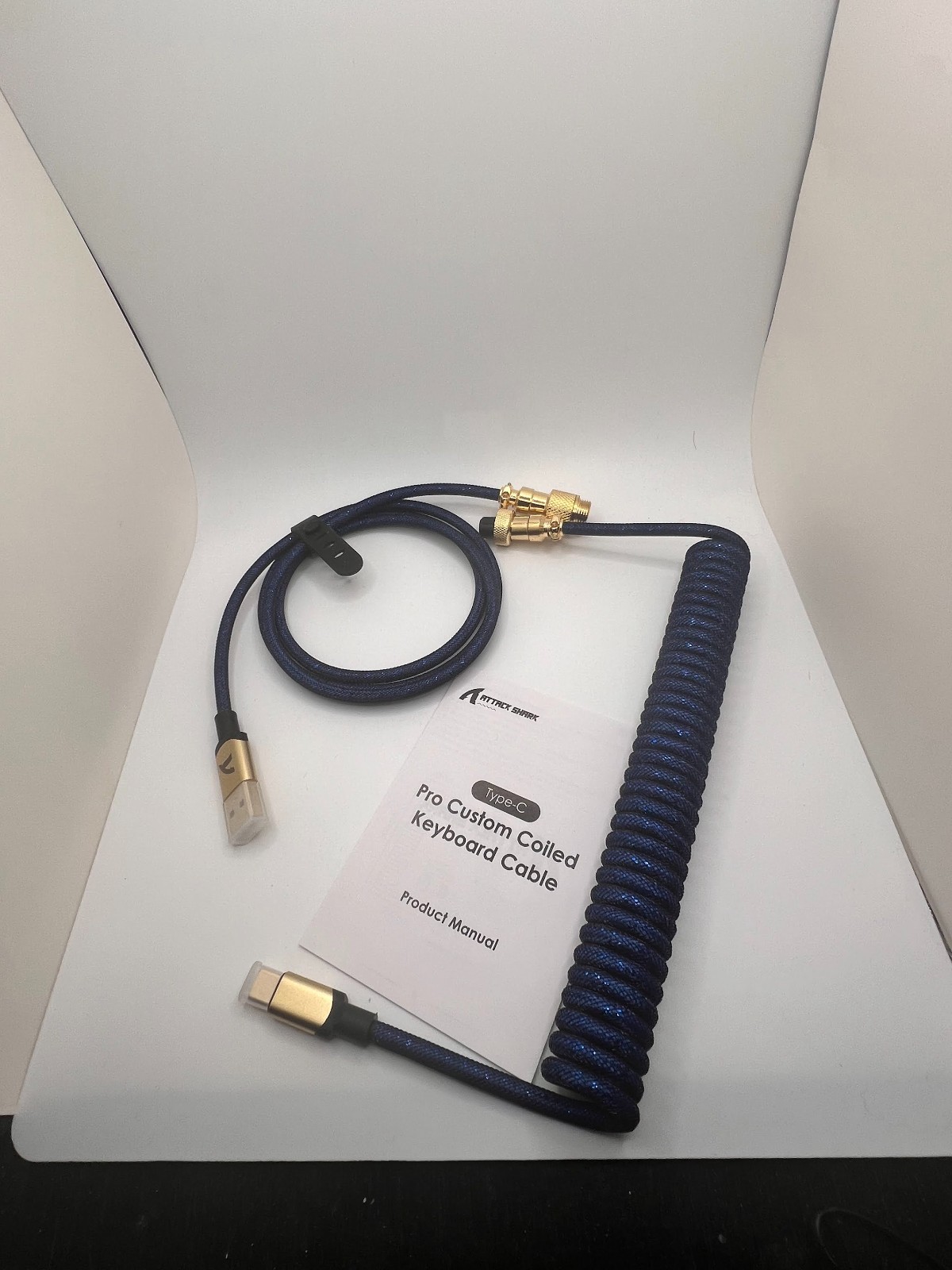 MAMBASNAKE C01 Coiled USB C Cable for Gaming Keyboard, Detachable Metal Aviator