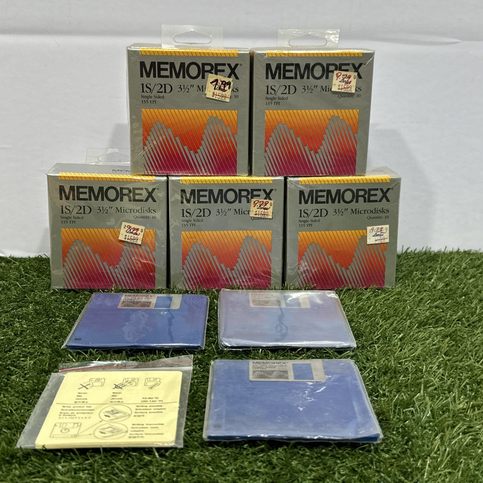 MEMOREX 1S/2D Single Sided 135 TPI 3 1/2” Microdisks Quantity 10 Lot Of 5