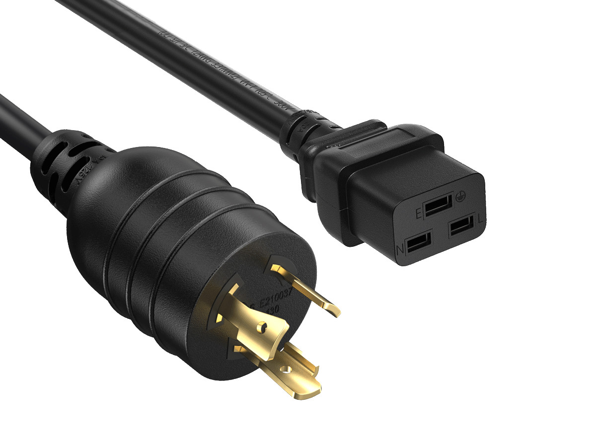 12 AWG Locking Power Cord (NEMA L5-20P to IEC 320 C19) - 6/8/10/12/15/25/50 ft