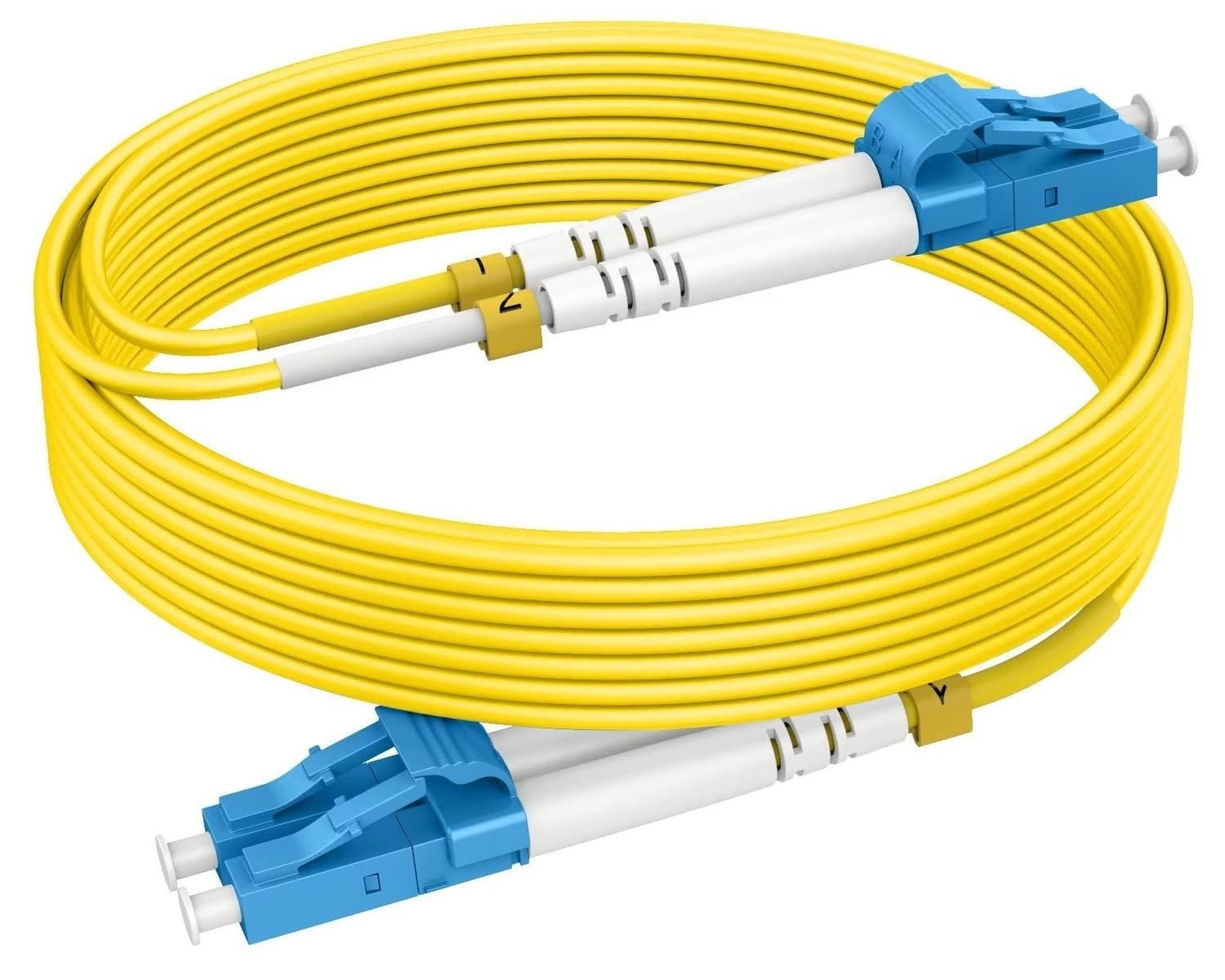 OS2 LC to LC Single Mode Fiber Patch Cables, 65ft/20m, 10Pack 10