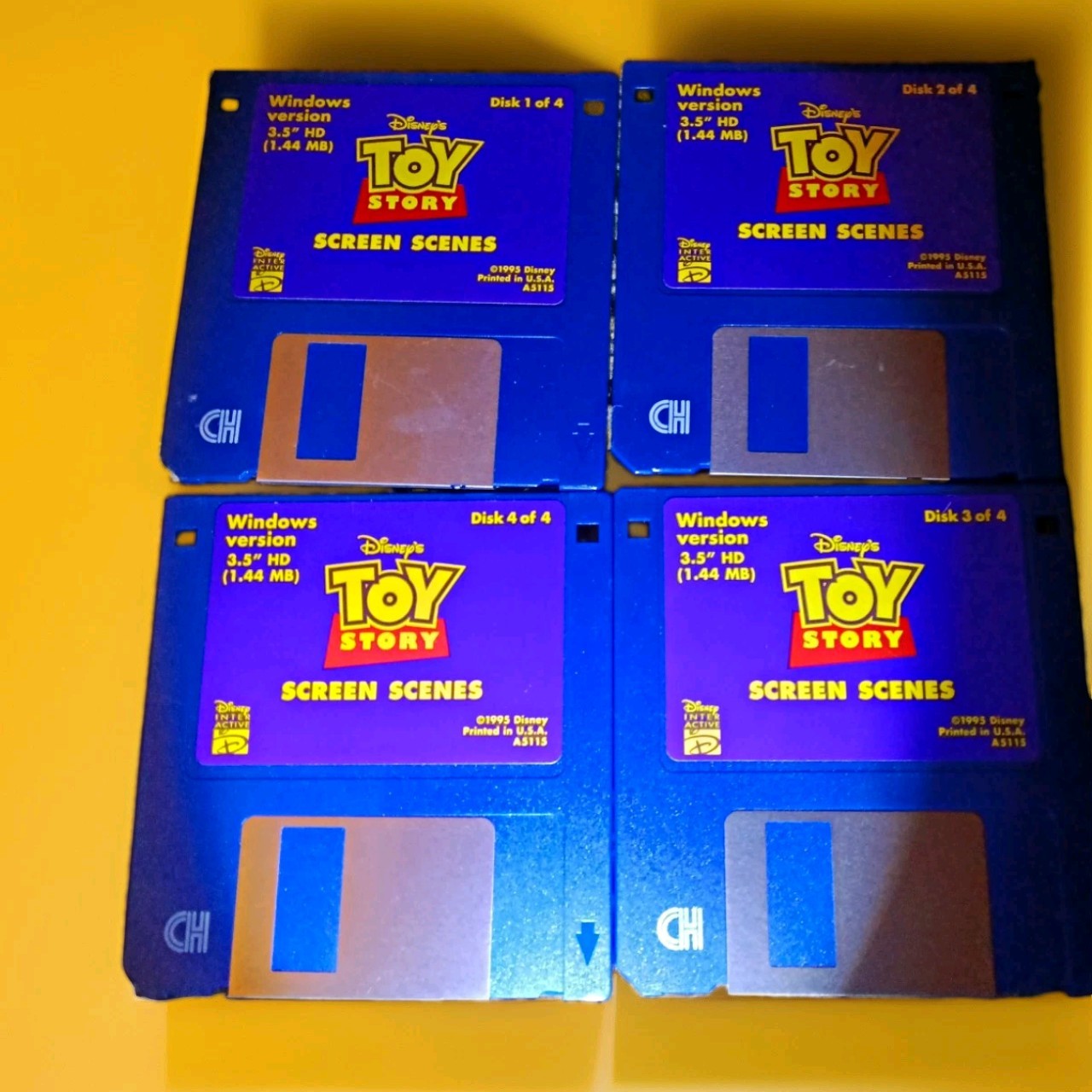 Toy Story Computer Screen Scenes 1995 Disney Pixar 95/3.1- 4 Disks Only- Ex Cond