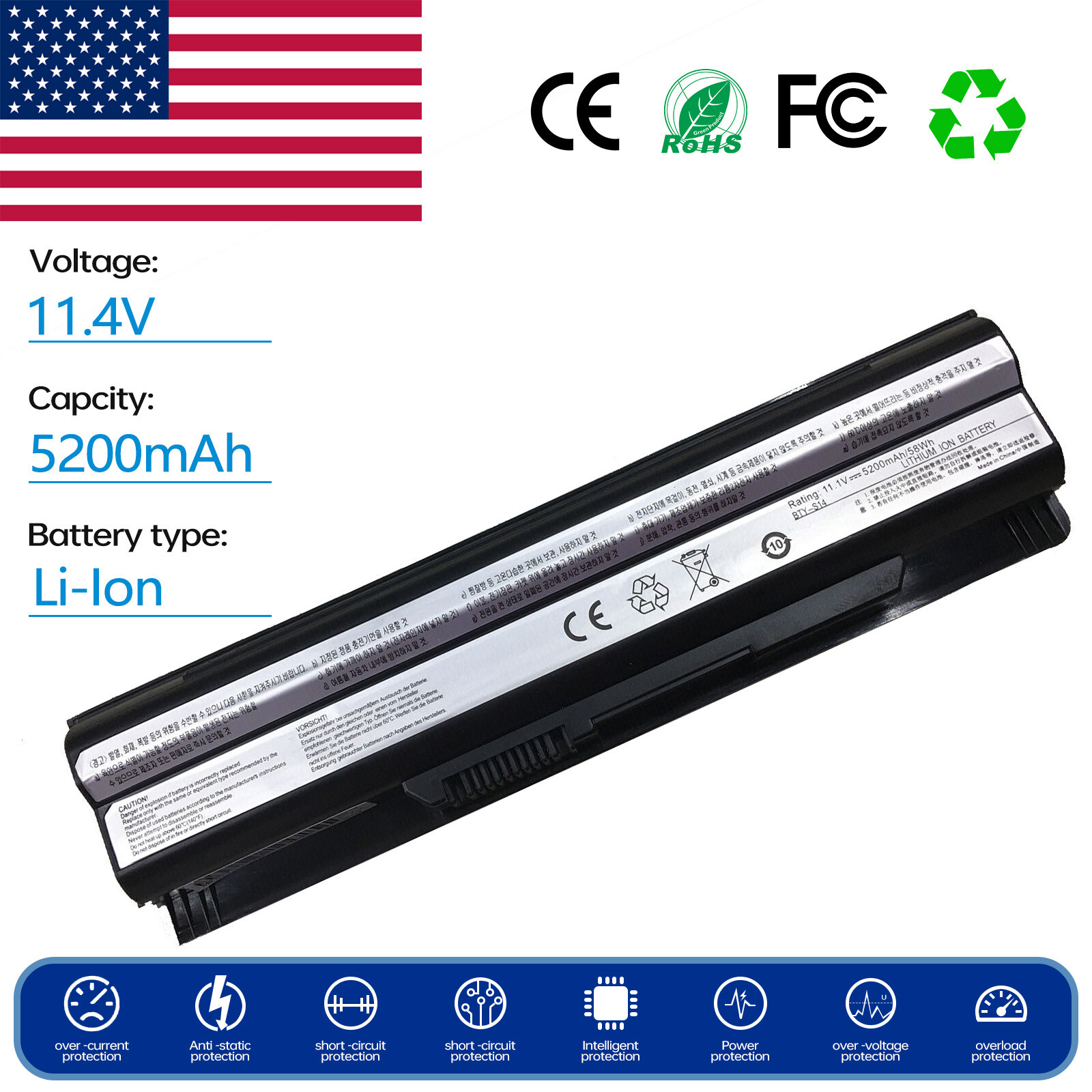 Battery for MSI GP60 Leopard Pro,GP60 Leopard 2PE GP70 Leopard 2PE cr650-208be