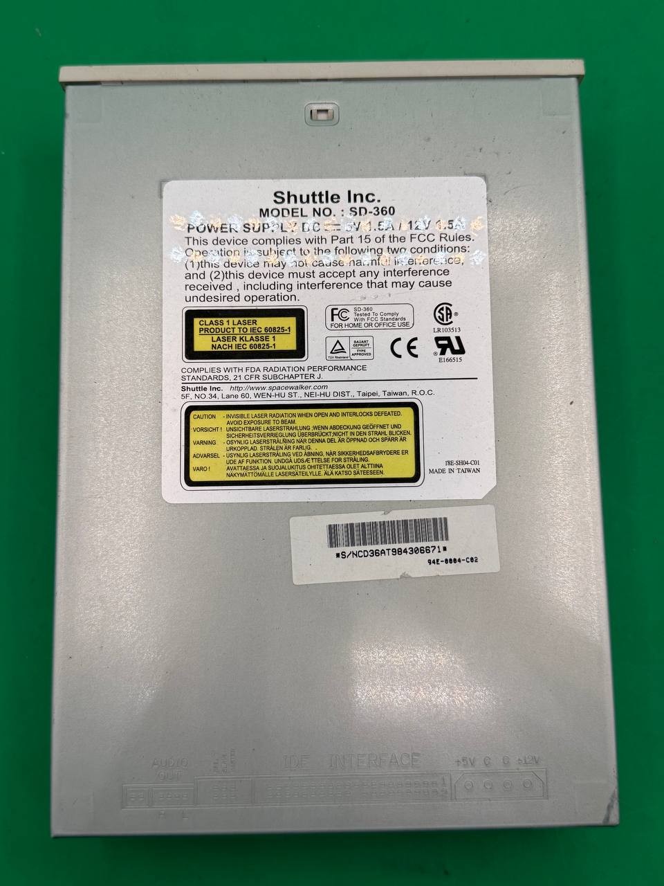 Shuttle Inc SD-360 Internal IDE CD-ROM Drive Caddy Load 5.25in TC