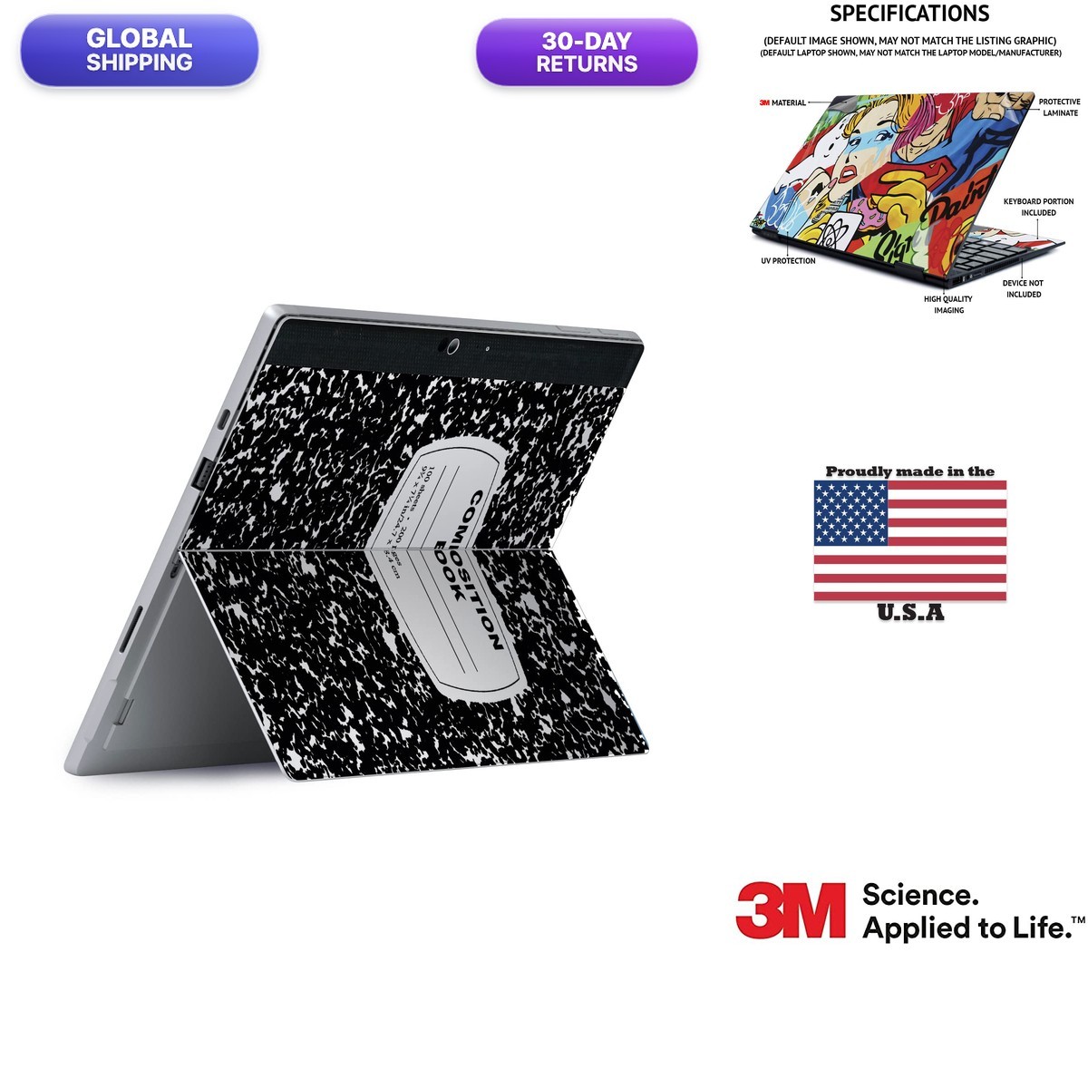 MightySkins Skin Compatible with Microsoft Surface Pro 8 - Composition Book