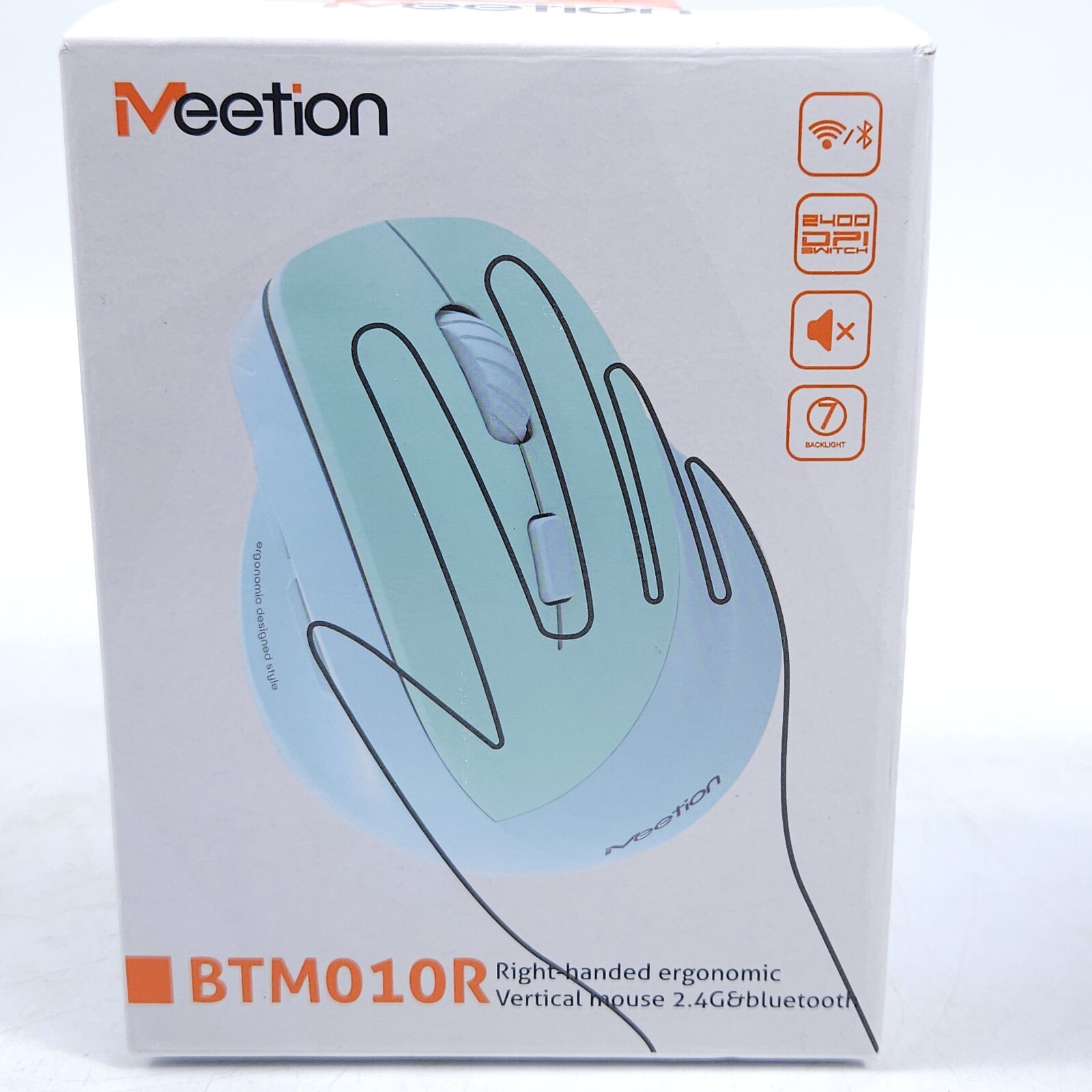 MEETION Ergonomic Wireless Vertical Mouse Backlit Rechargeable Bluetooth BTM010R