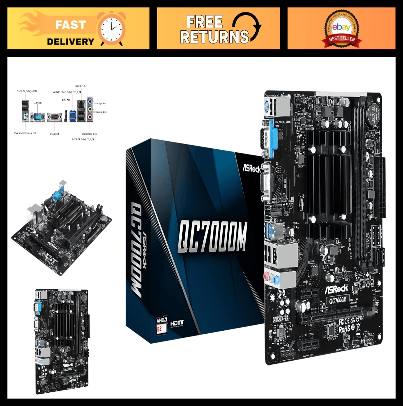 Quad-Core APU Motherboard DDR3 1600, HDMI, USB 3.2, SATA3, Gigabit LAN, 7.1CH Au