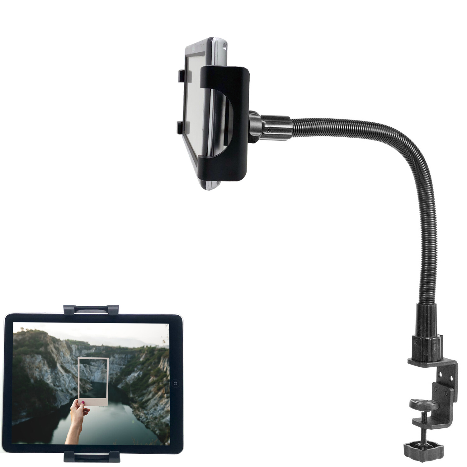 HEAVY DUTY 22" Aluminum Gooseneck Tablet/Smartphone Clamp Mount for iPhone iPad