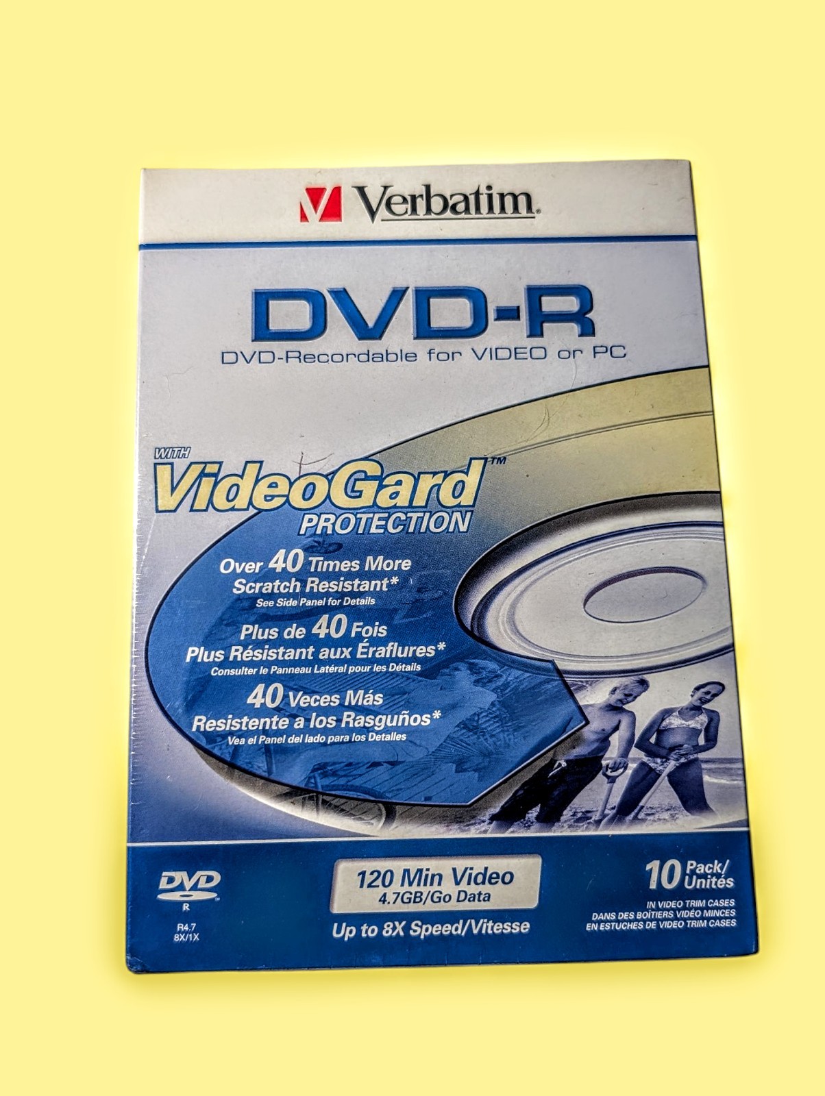 VERBATIM DVD-R 4.7GB 10 Pack Video TRIM CASES VideoGard Protection 120 Min NEW