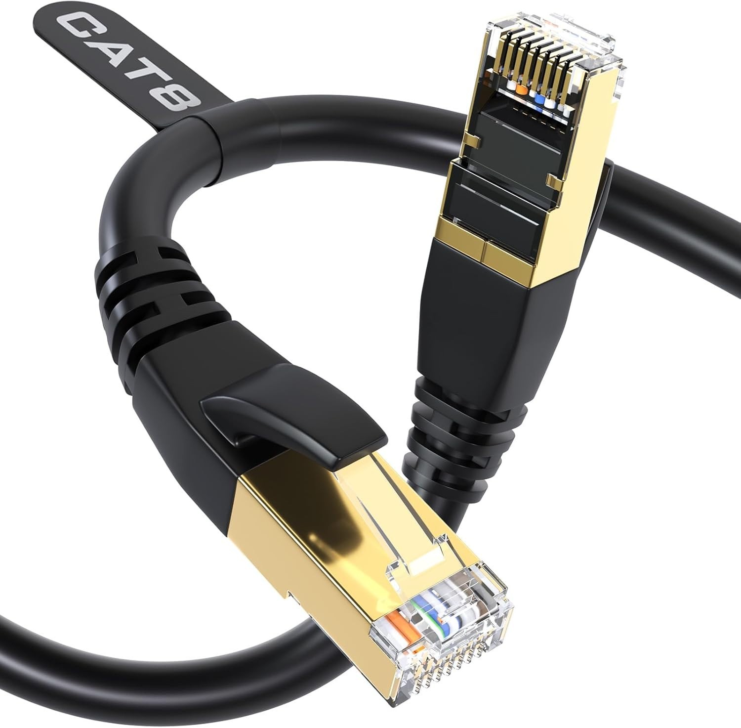 LOT OF 5 Cat8 Ethernet Cable 1.5 FT Heavy Duty High Speed Outdoor/Indoor Use NEW