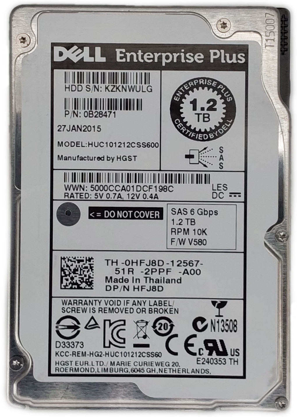 HGST/ IBM Ultrastar HUC101212CSS600 1.2TB 2.5" SAS-2 HDD