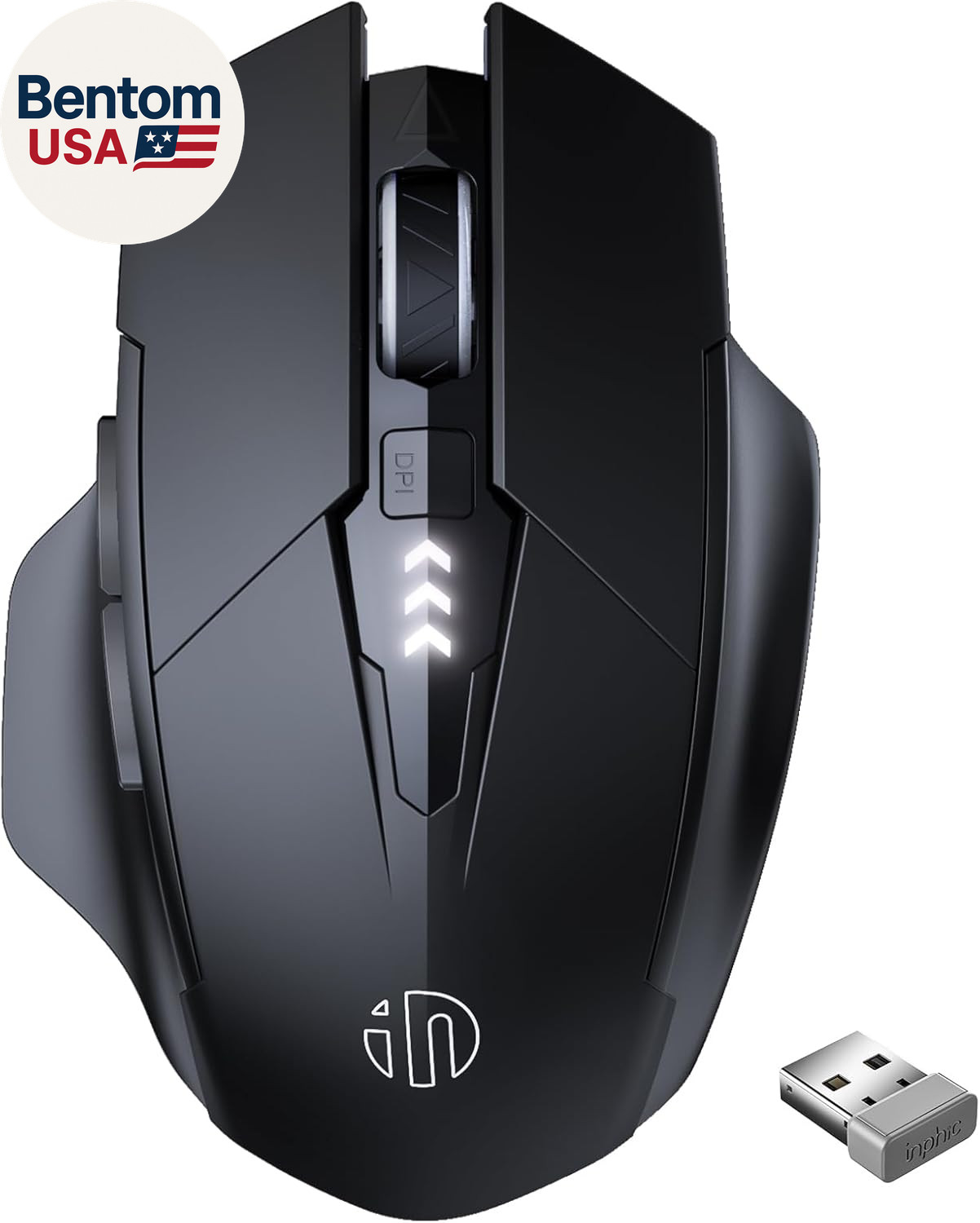 Wireless Mouse Rechargeable, [Battery Level Visible], Silent Click USB 2.4G Cord