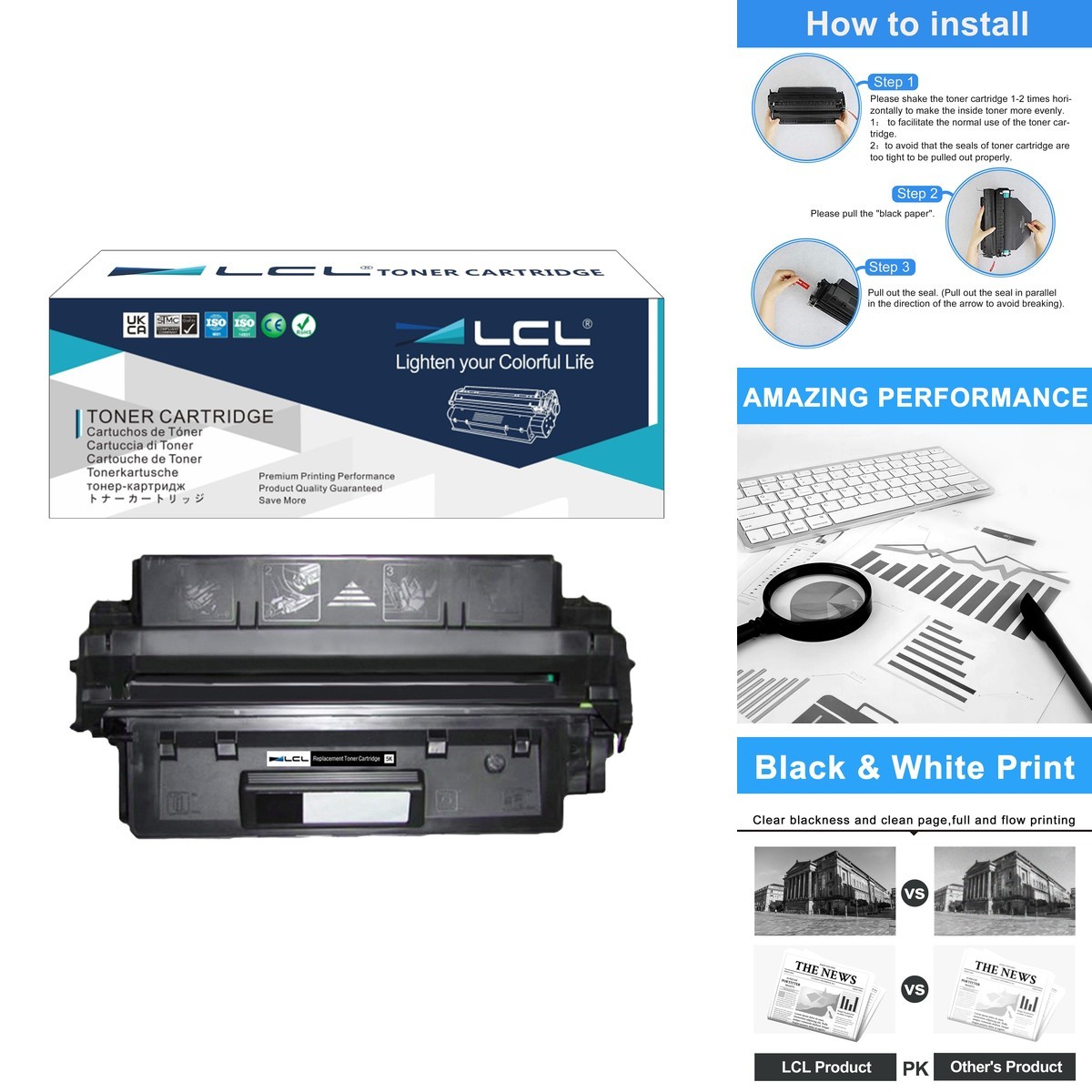 LCL Compatible Toner Cartridge for HP 96A C4096A 2100 2200 (1-Pack Black)