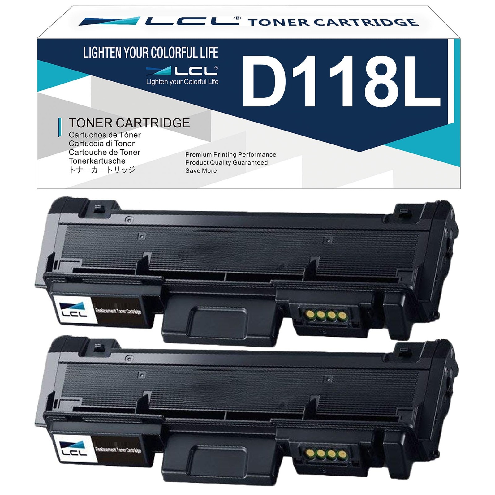LCL Compatible Toner for Samsung MLT-D118L MLT-D118S (2-Pack Black)