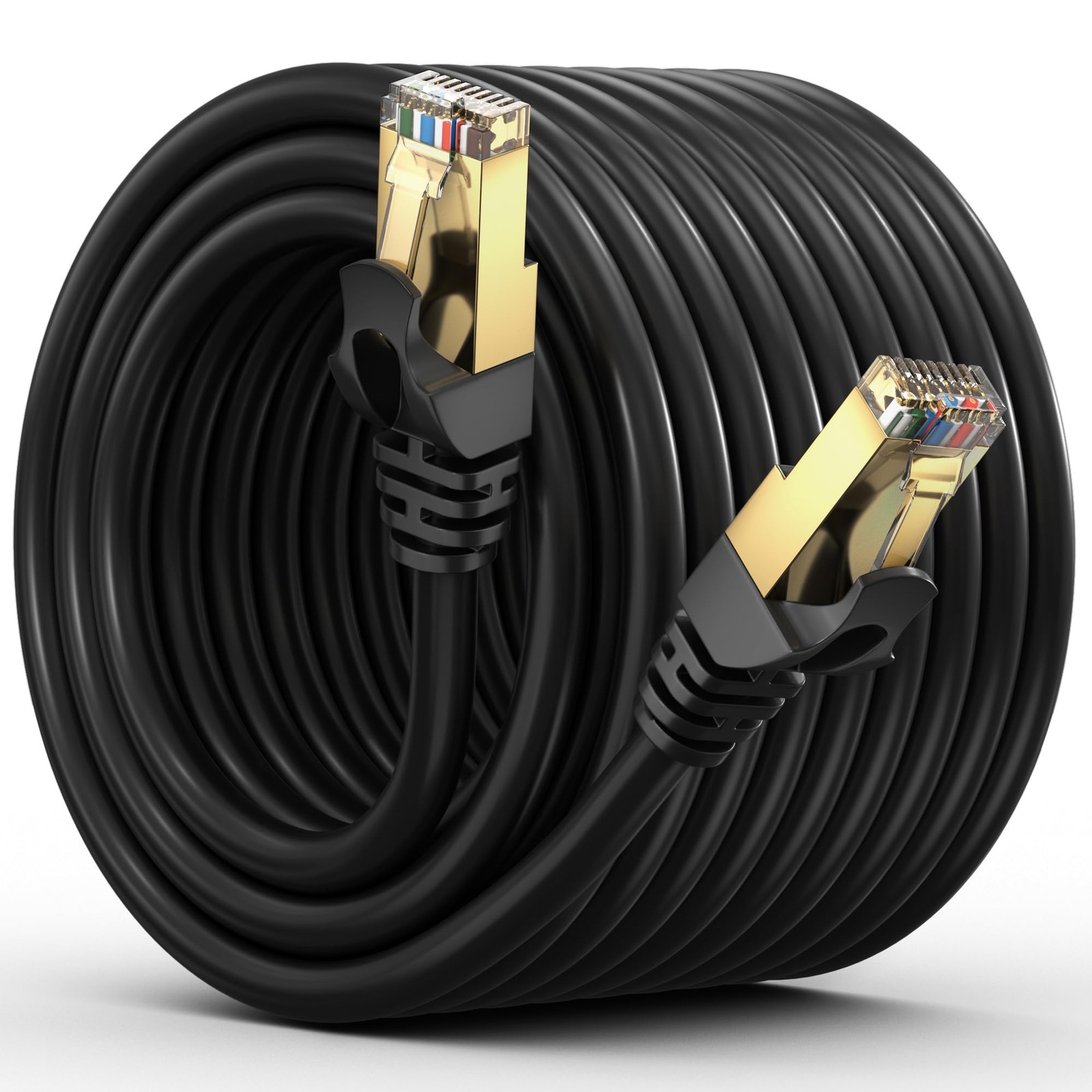 Cat 7 Ethernet Cable 50 ft HighSpeed LAN Patch RJ45 Gaming Streaming Black
