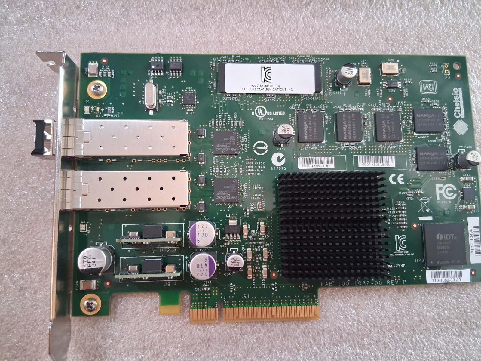 Chelsio CC2-S320E-SR Dual-Port 10GbE SFP+ PCIe Network Adapter P/N: 110-1082-30